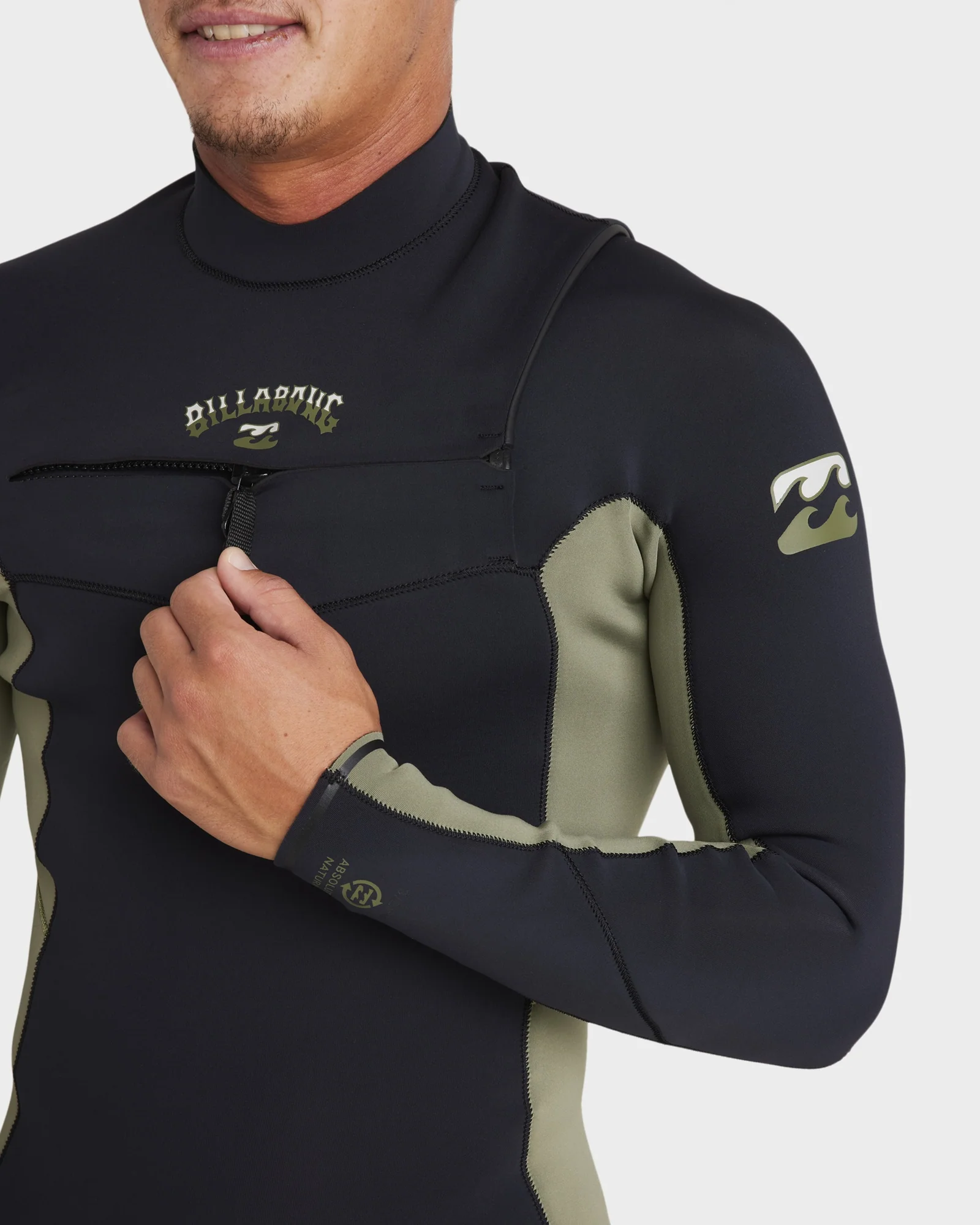 Mens 3/2mm Absolute Natural Chest Zip Steamer Wetsuit - Image 10