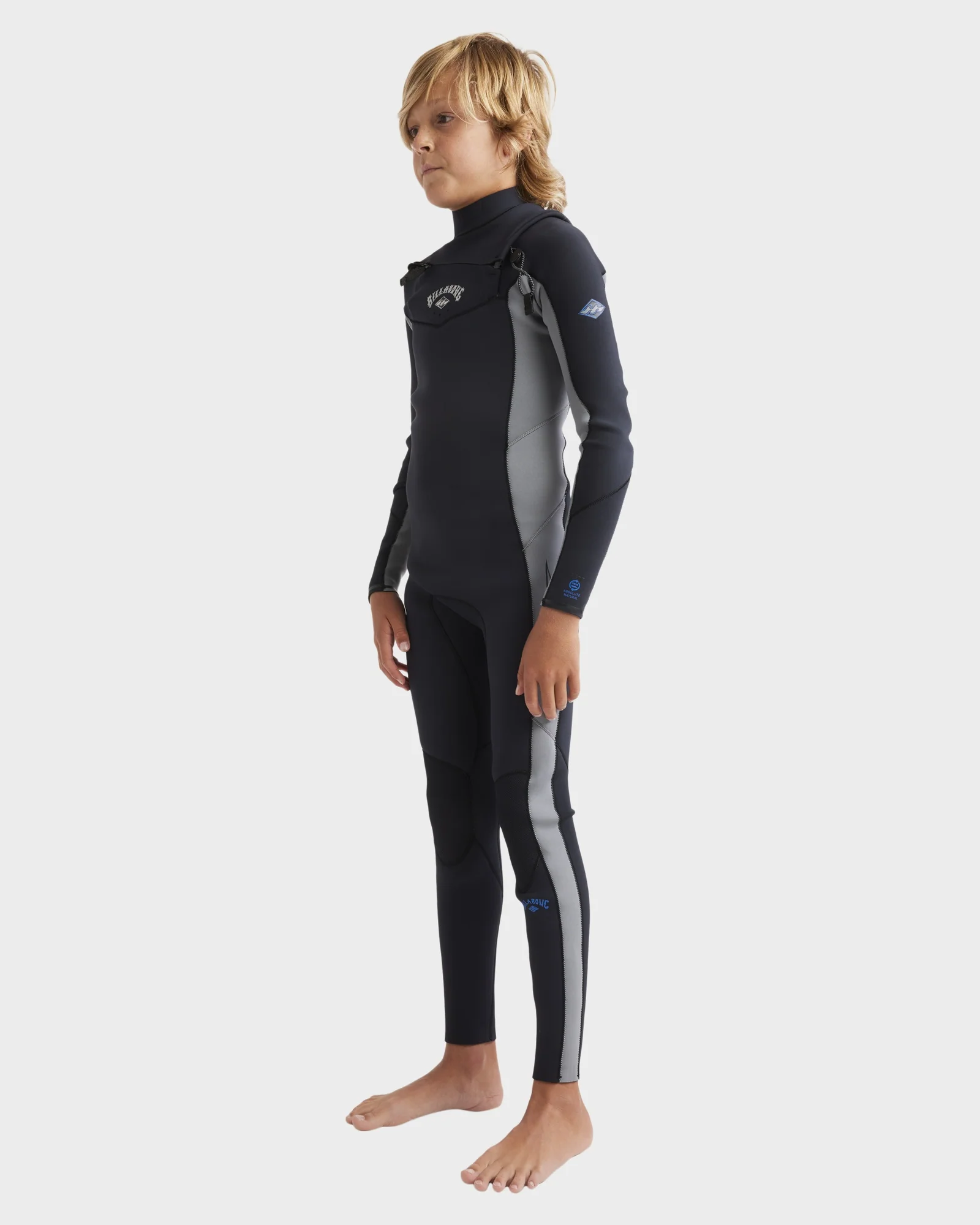 Boys 6-16 3/2mm Absolute Natural Chest Zip Steamer Wetsuit - Image 2