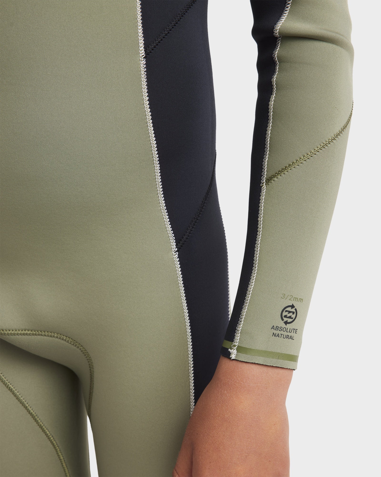Boys 6-16 3/2mm Absolute Natural Chest Zip Steamer Wetsuit - Image 8