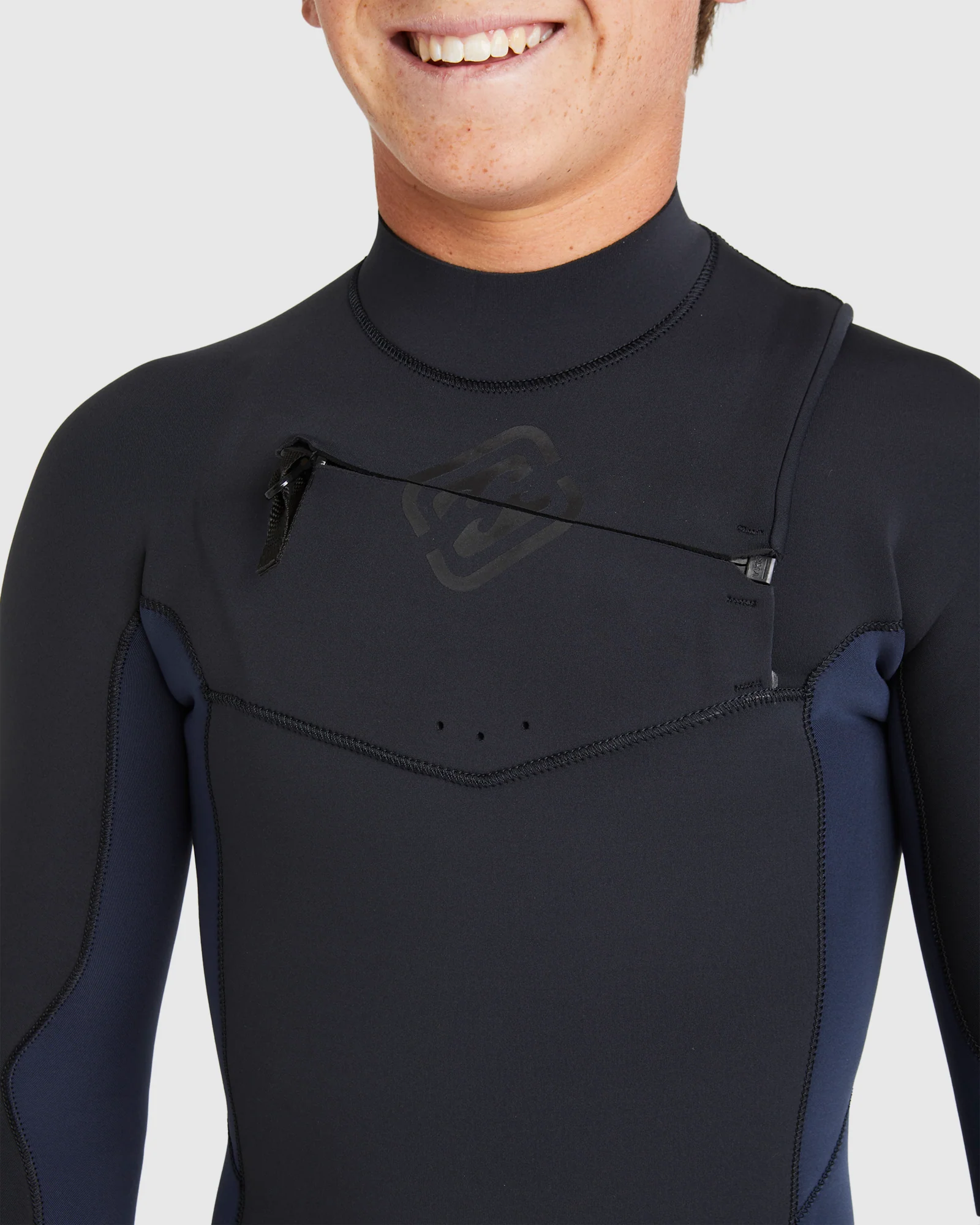 Boys 6-16 3/2mm Absolute Natural Chest Zip Steamer Wetsuit - Image 4