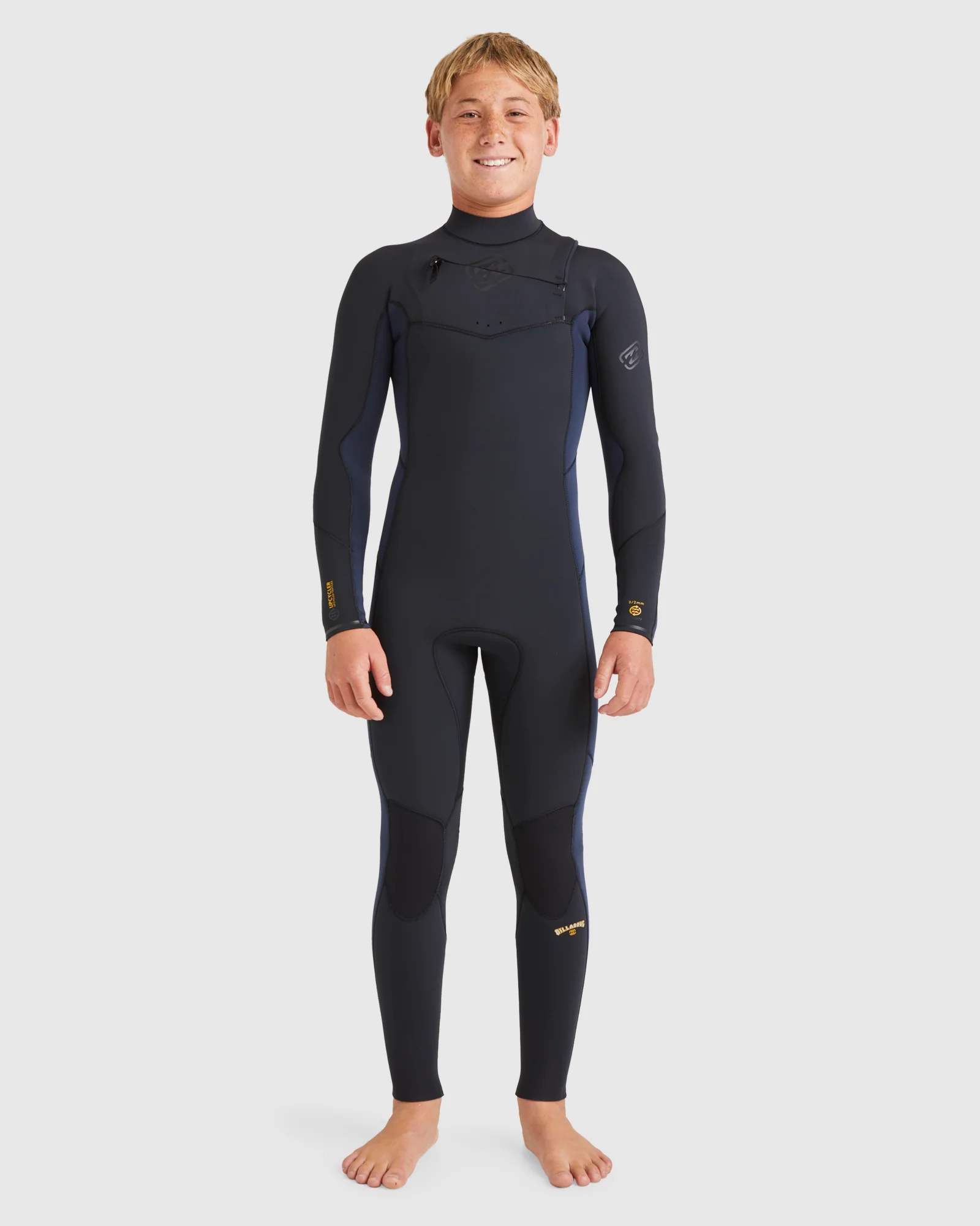 Boys 6-16 3/2mm Absolute Natural Chest Zip Steamer Wetsuit - Image 5