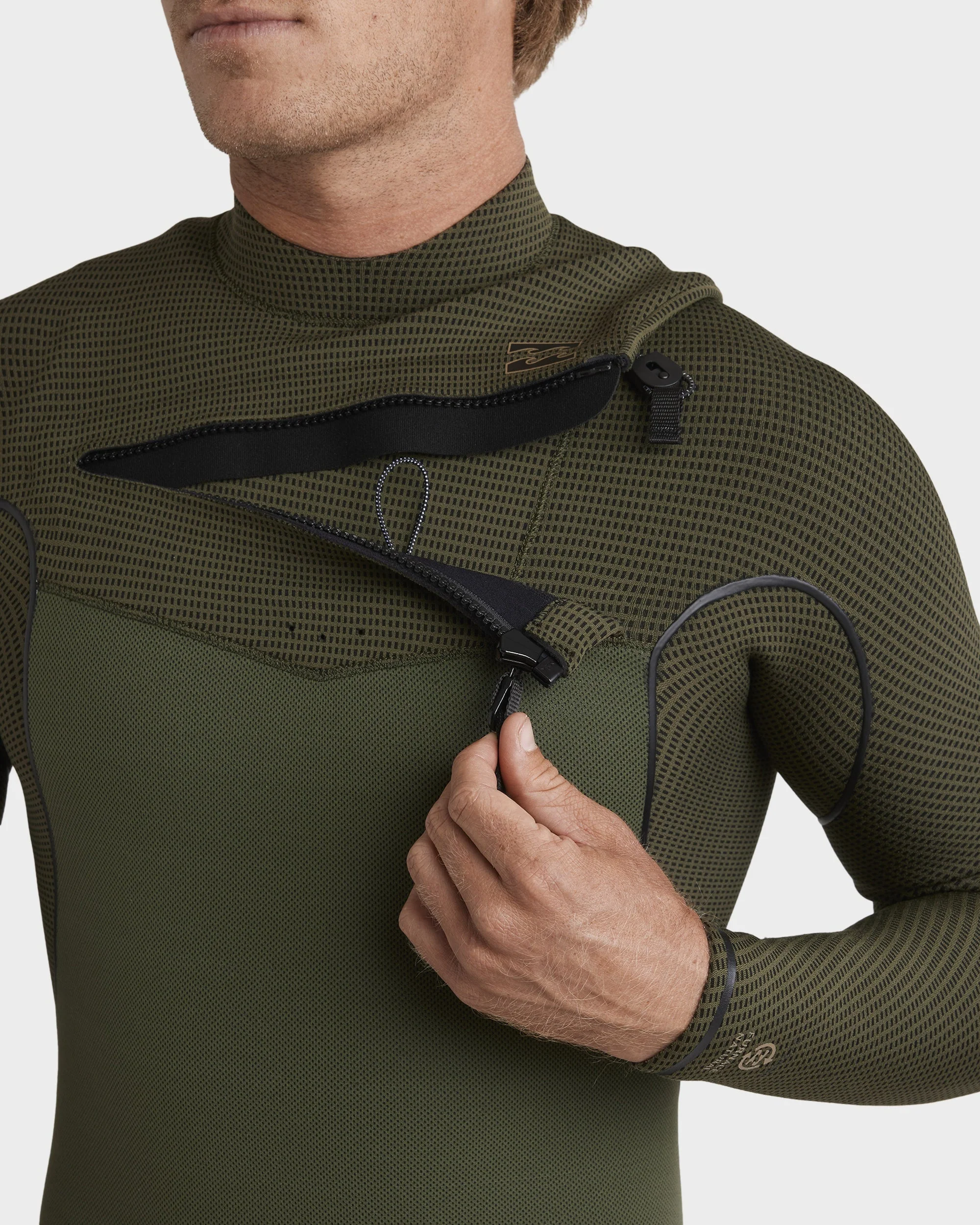 Mens 3/2mm Furnace Natural Chest Zip Wetsuit - Image 4