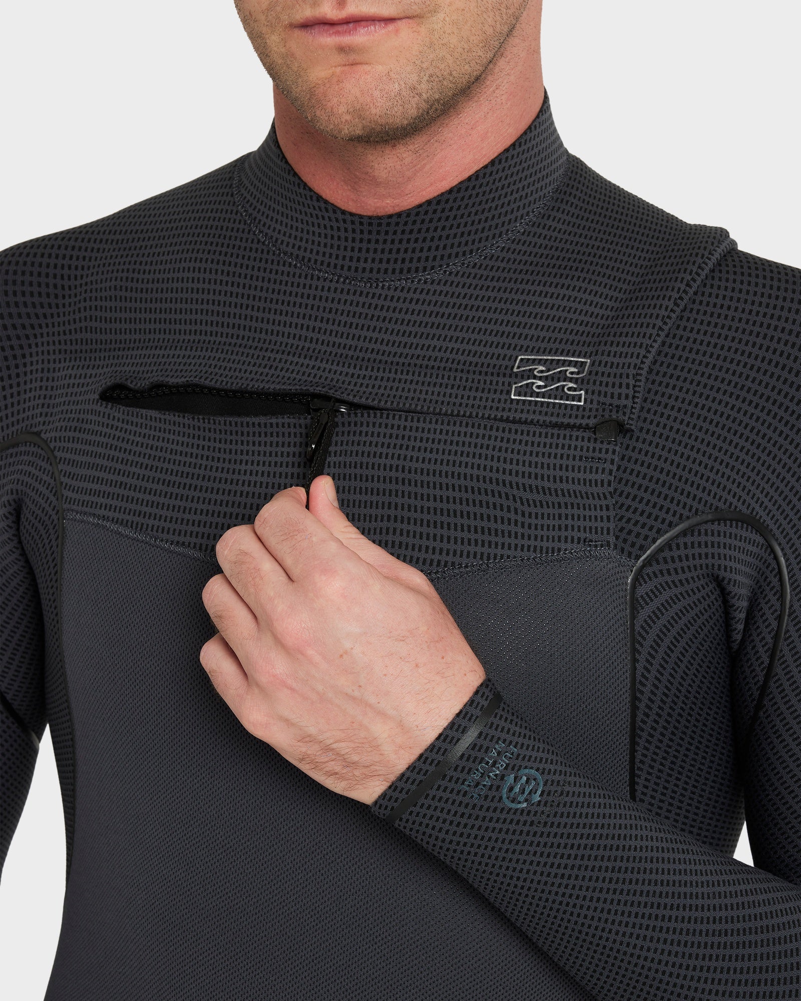Mens 3/2mm Furnace Natural Chest Zip Wetsuit - Image 6
