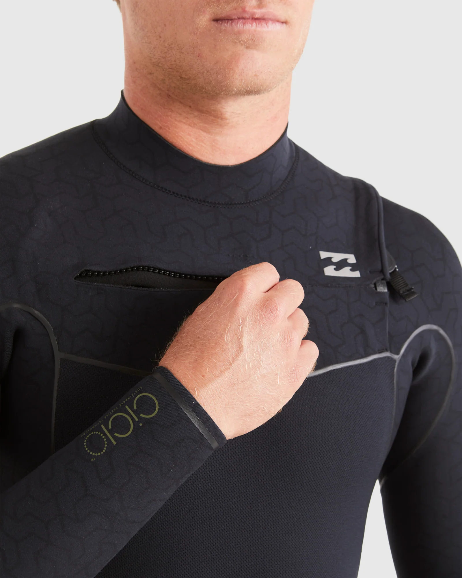 Mens 3/2mm Furnace Natural Chest Zip Steamer Wetsuit - Image 5