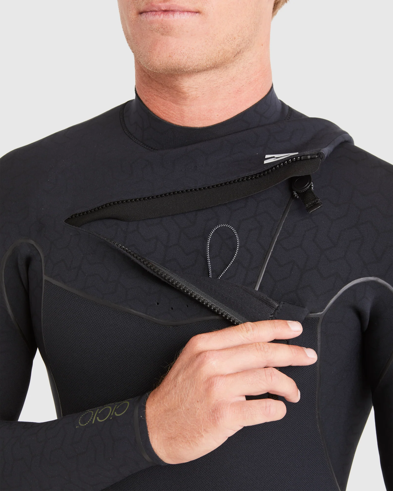 Mens 3/2mm Furnace Natural Chest Zip Steamer Wetsuit - Image 6