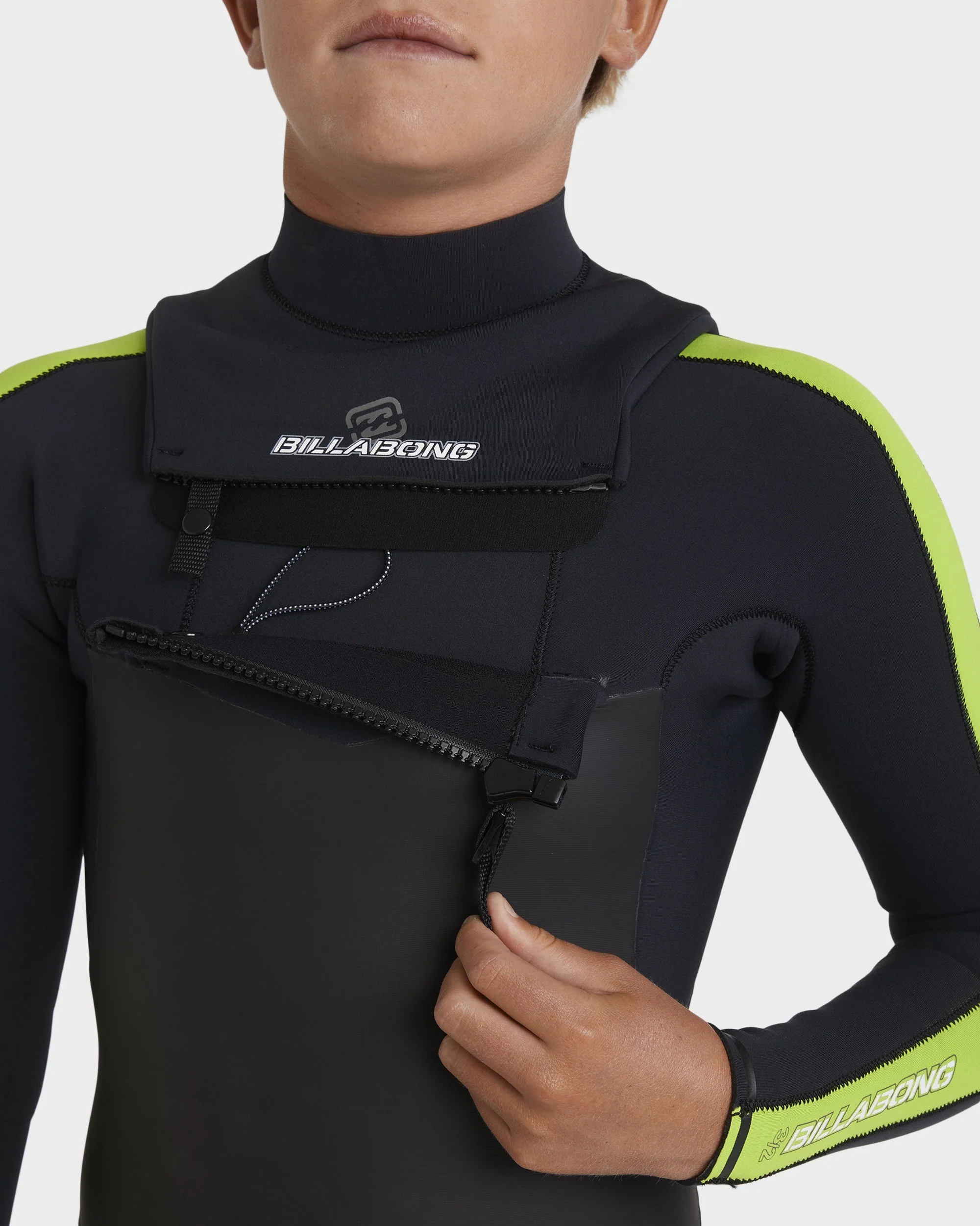 Boys 8-16 3/2mm Oscillator Chest Zip Steamer Wetsuit - Image 6