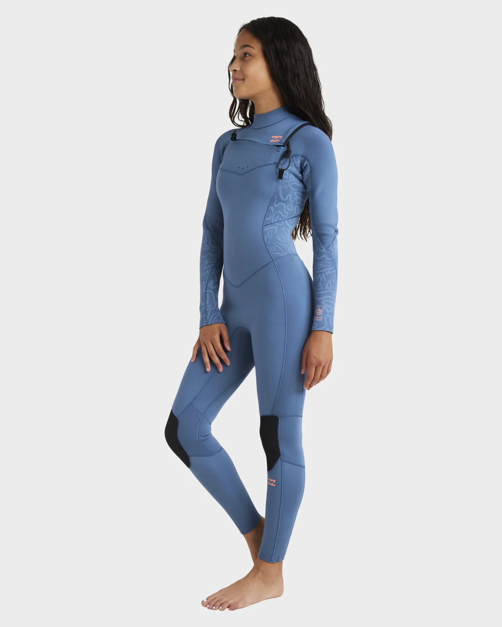 Girls 8-14 3/2mm Synergy Natural Chest Zip Steamer Wetsuit - Image 2