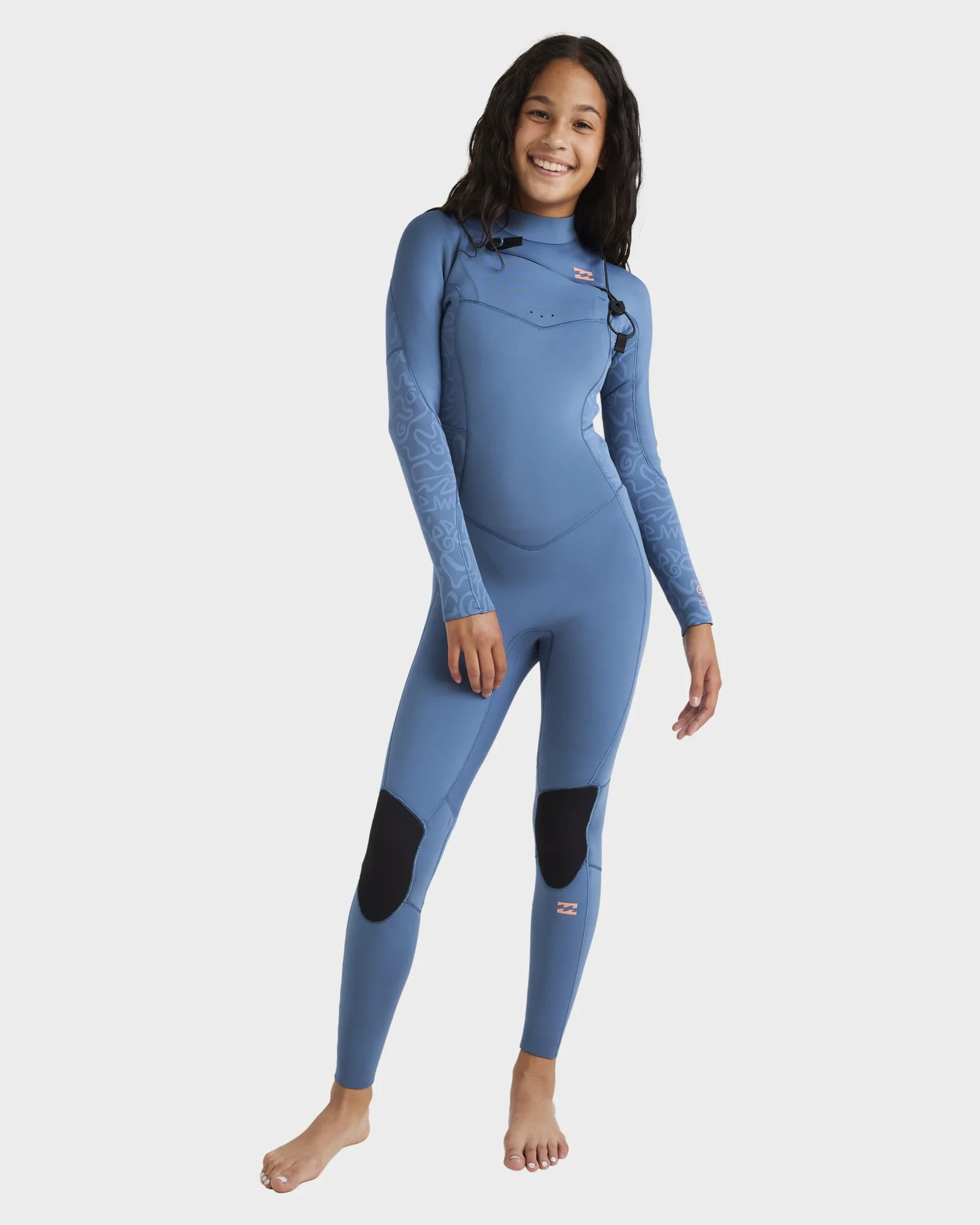 Girls 8-14 3/2mm Synergy Natural Chest Zip Steamer Wetsuit - Image 8