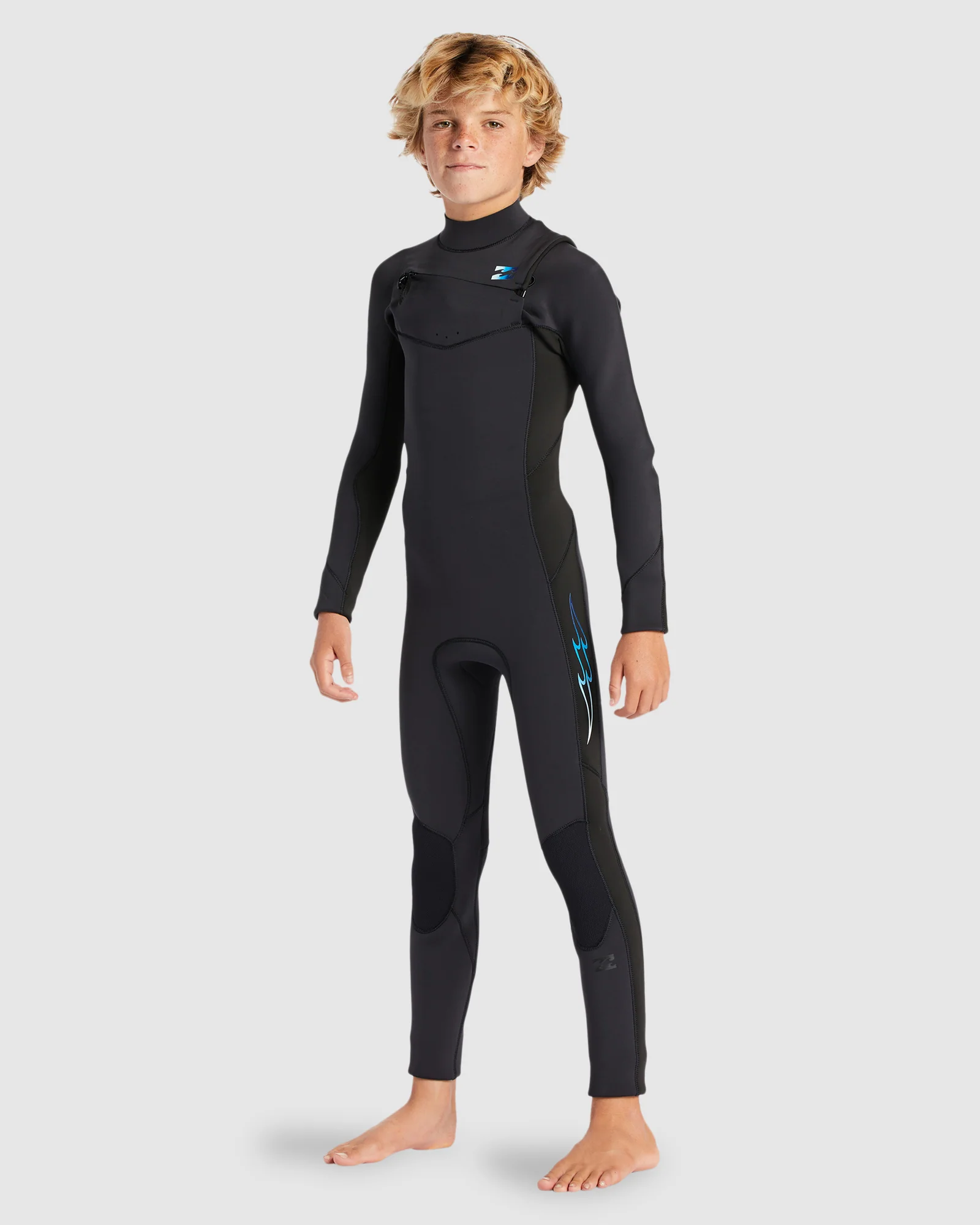 Boys 6-16 4/3mm Absolute Chest Zip Steamer Wetsuit - Image 2