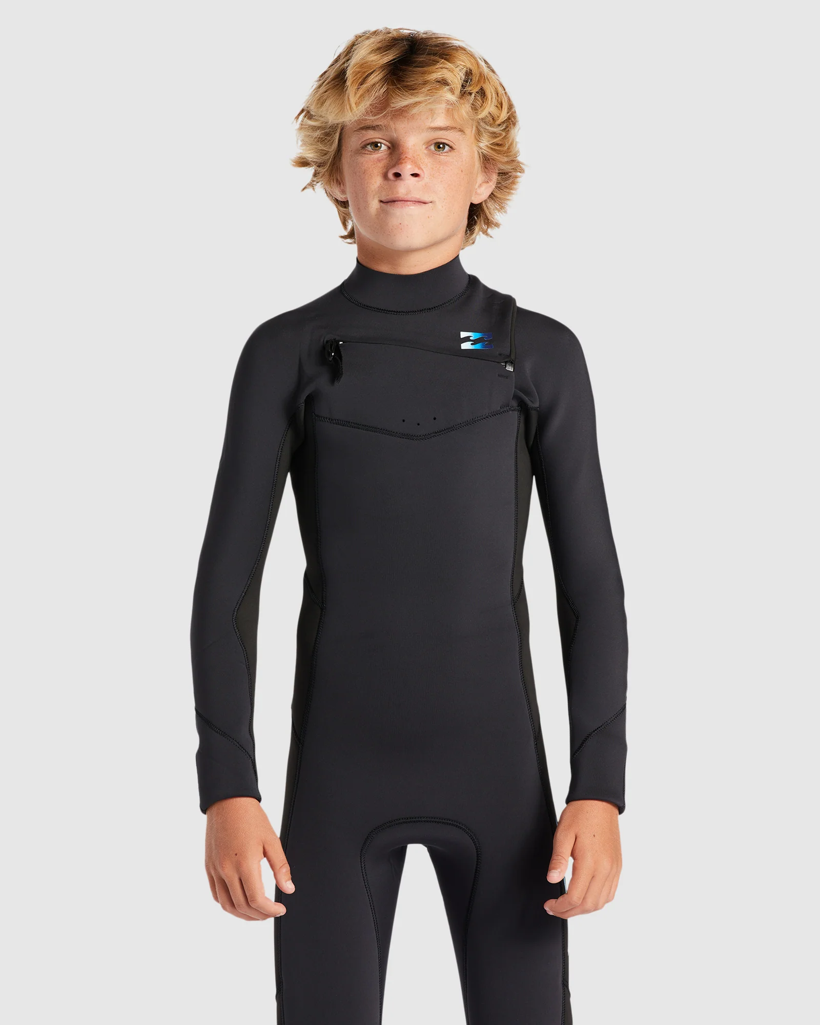 Boys 6-16 4/3mm Absolute Chest Zip Steamer Wetsuit - Image 4