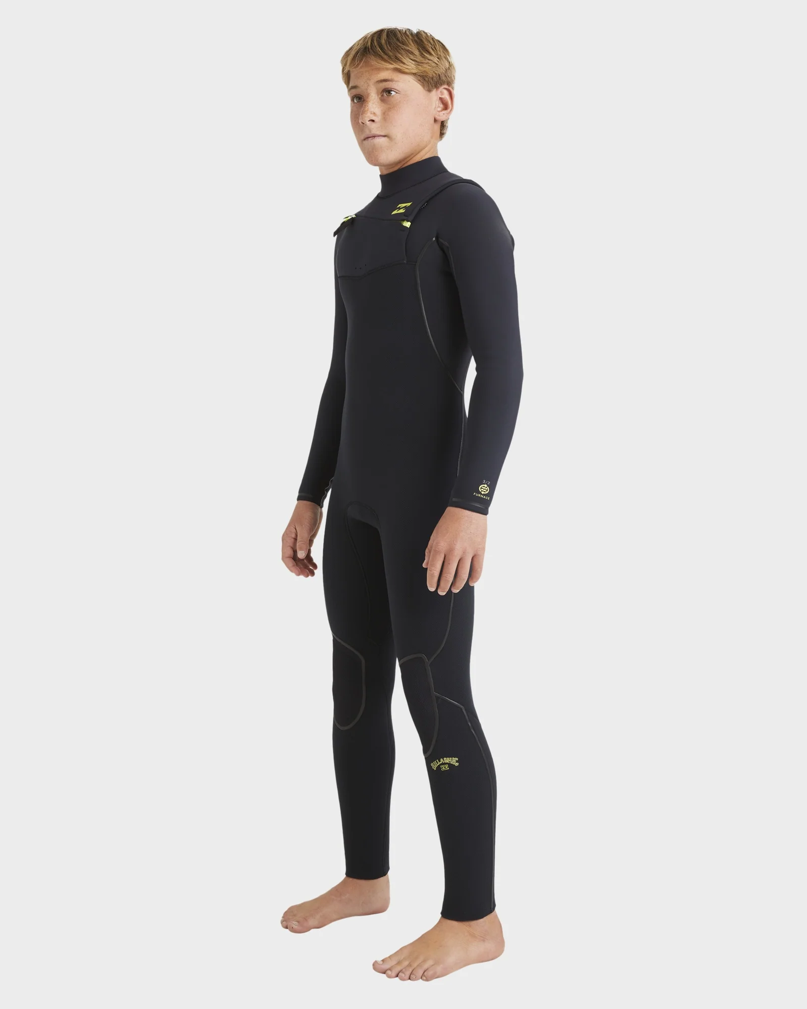 Boys 8-16 4/3mm Furnace Natural Chest Zip Steamer Wetsuit - Image 2