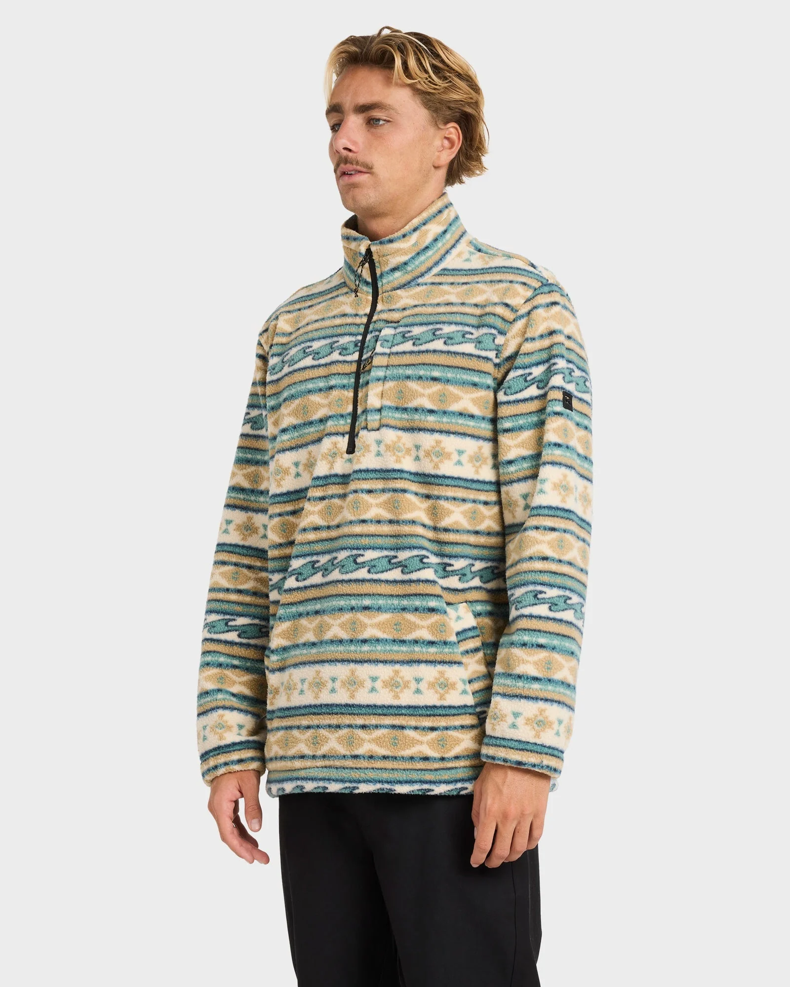 Mens Boundary Mock Neck Half Zip Fleece Pullover - Image 3