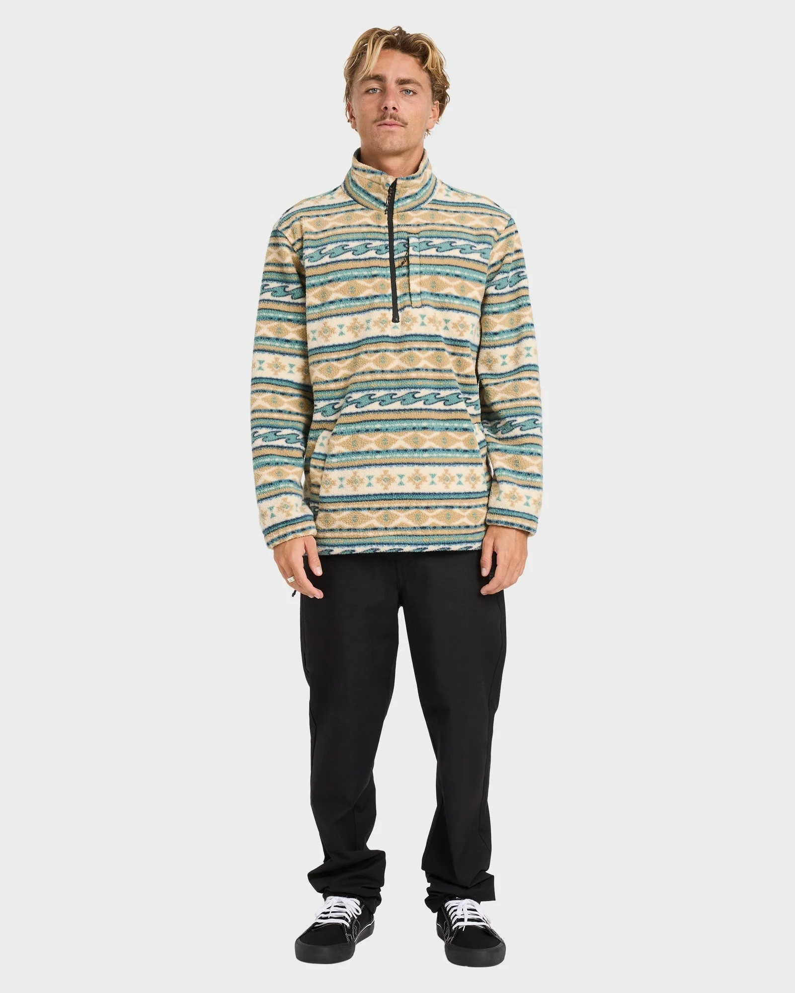 Mens Boundary Mock Neck Half Zip Fleece Pullover - Image 5
