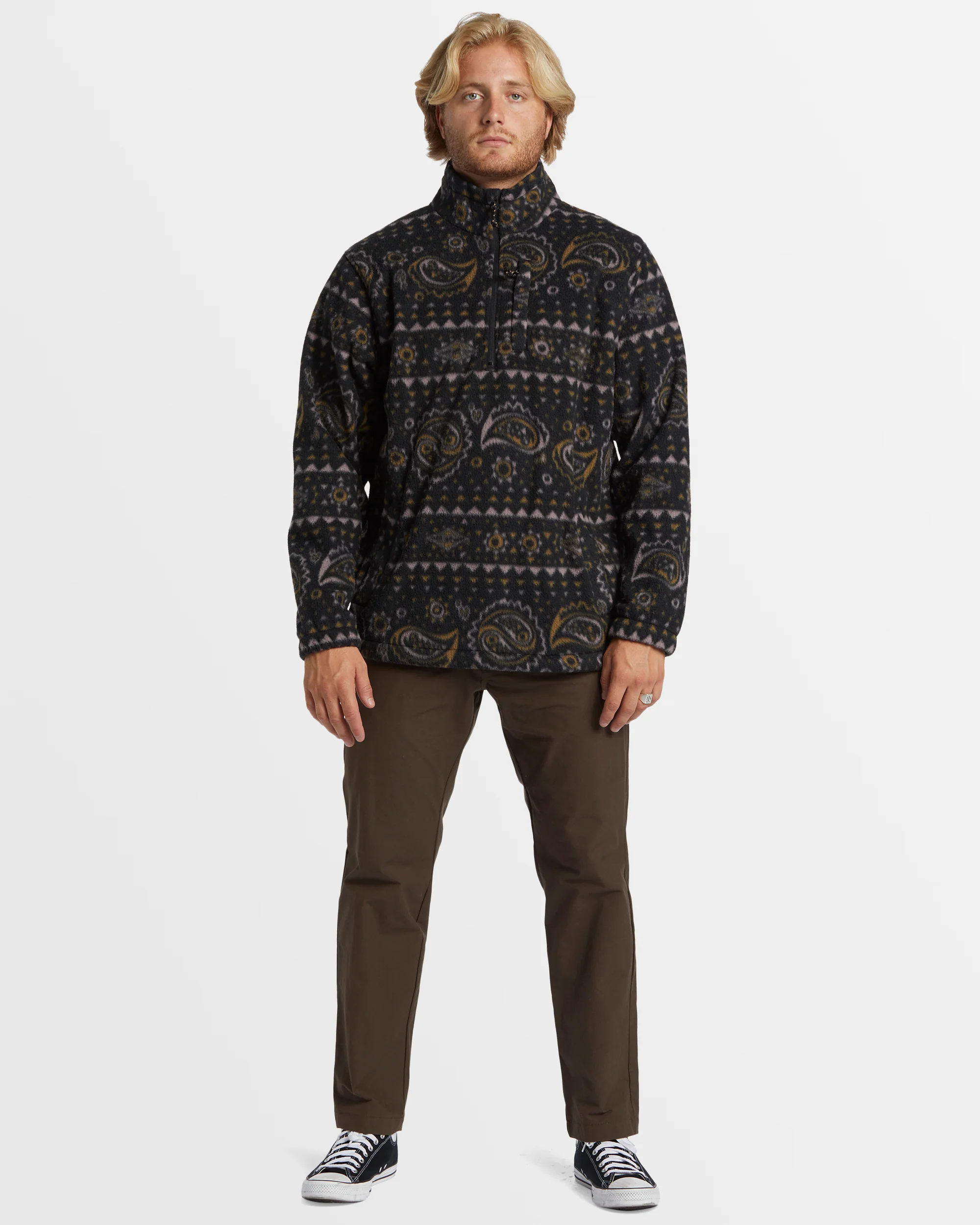 Mens Boundary Mock Neck Fleece Pullover - Image 6