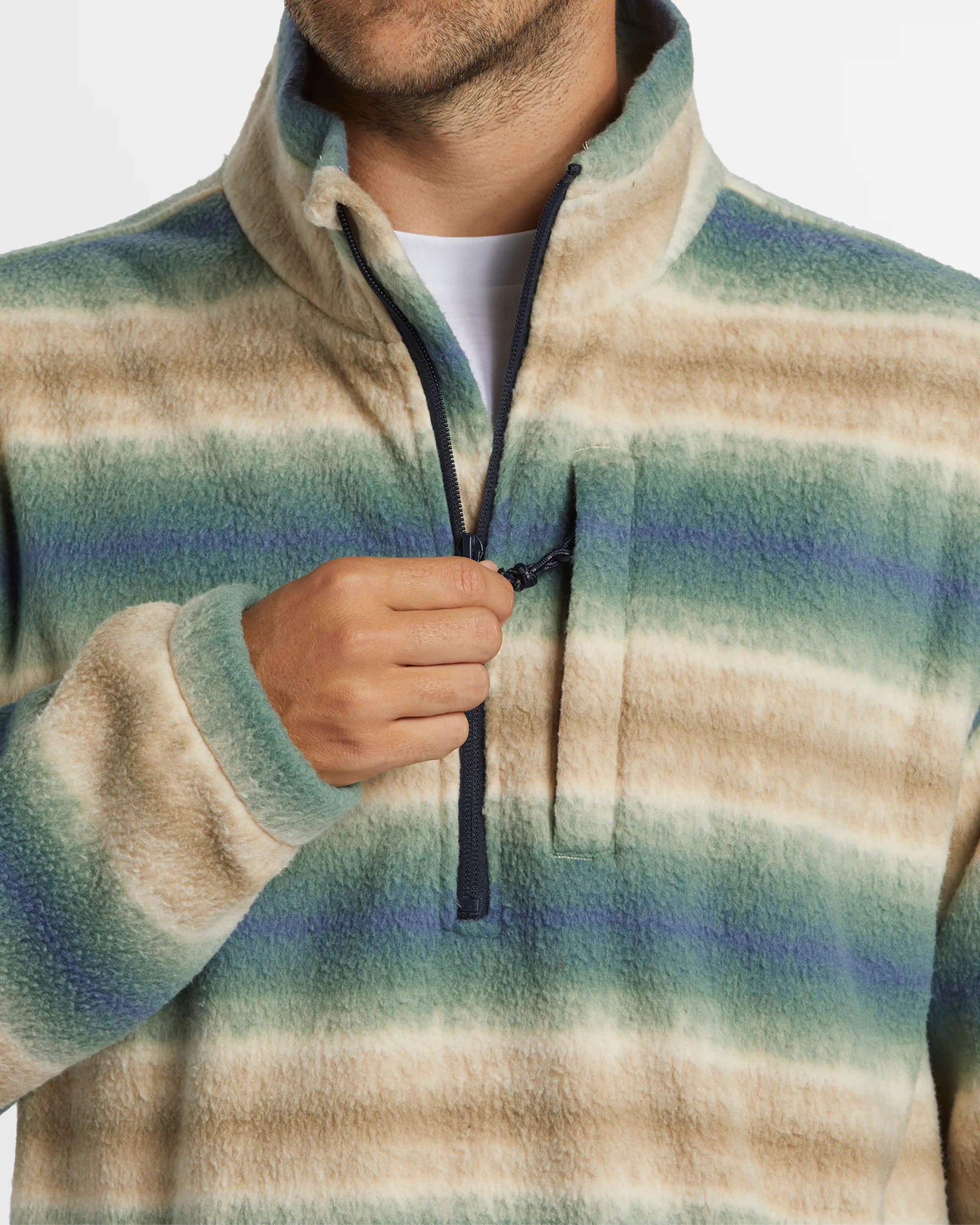 Mens Boundary Mock Neck Fleece Pullover - Image 5