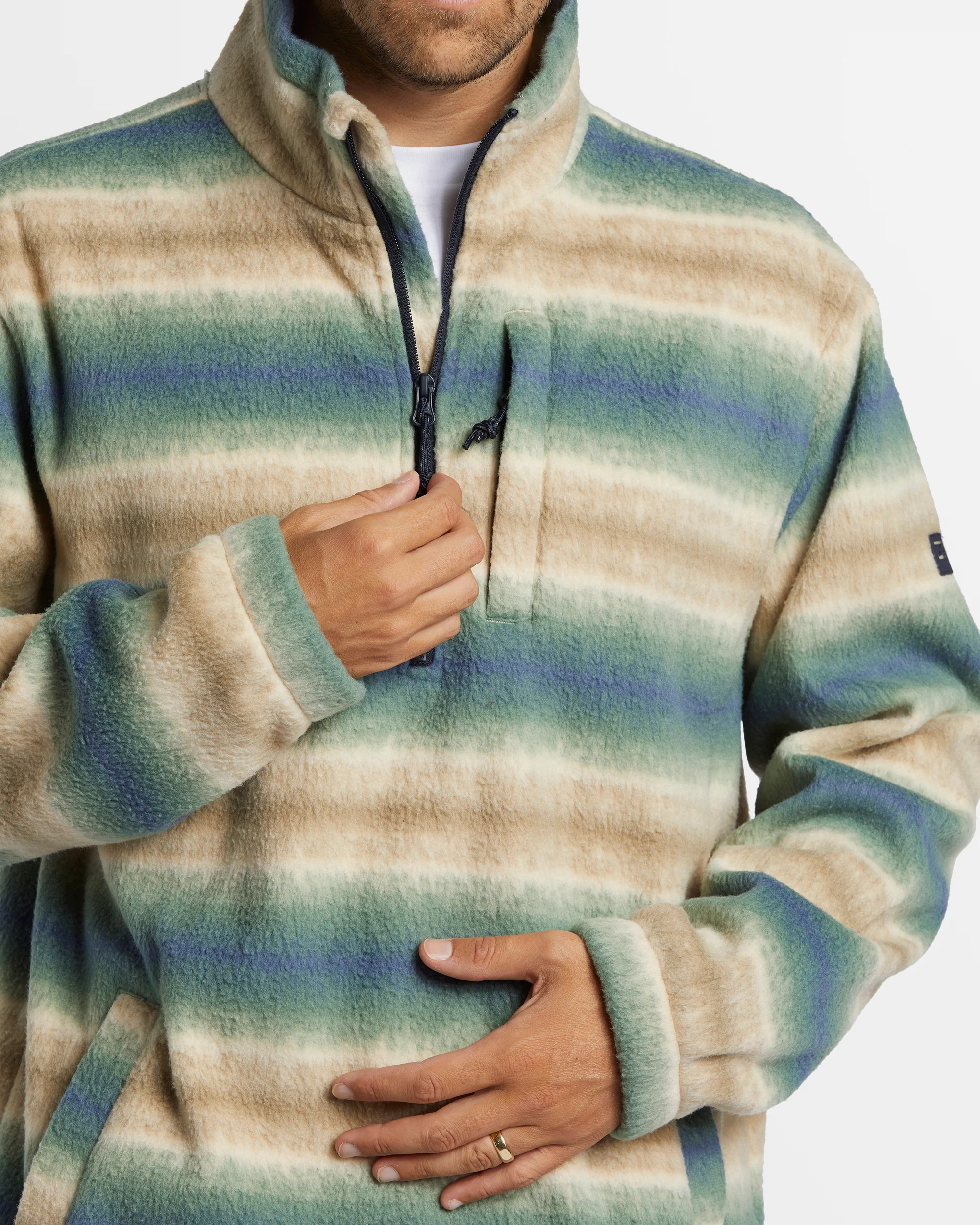 Mens Boundary Mock Neck Fleece Pullover - Image 7