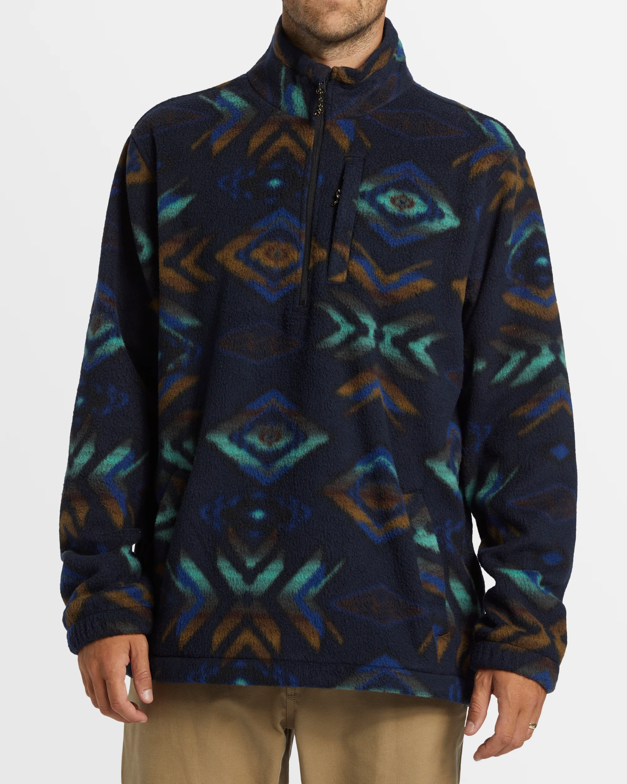 Mens Boundary Mock Neck Fleece Pullover