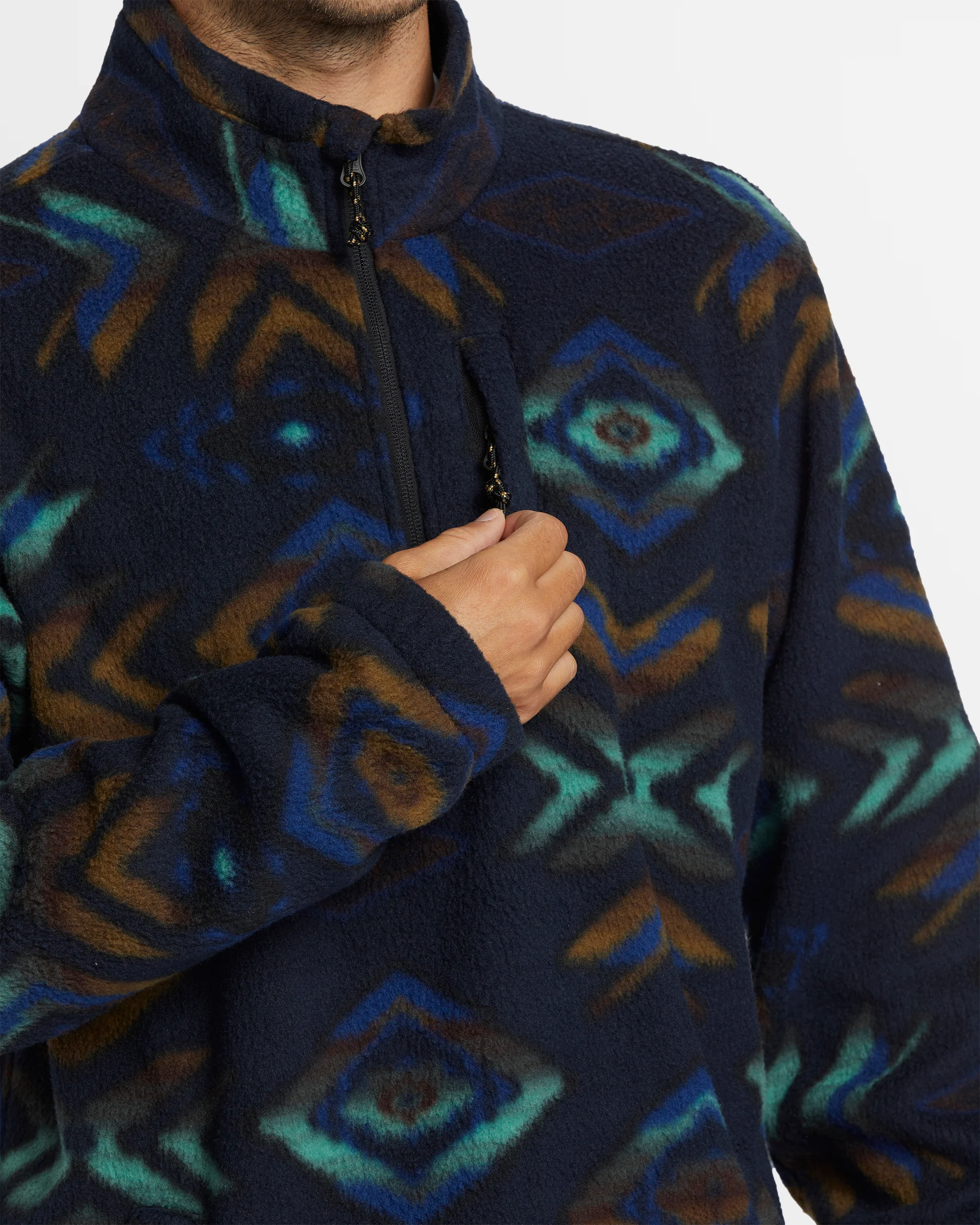 Mens Boundary Mock Neck Fleece Pullover - Image 4