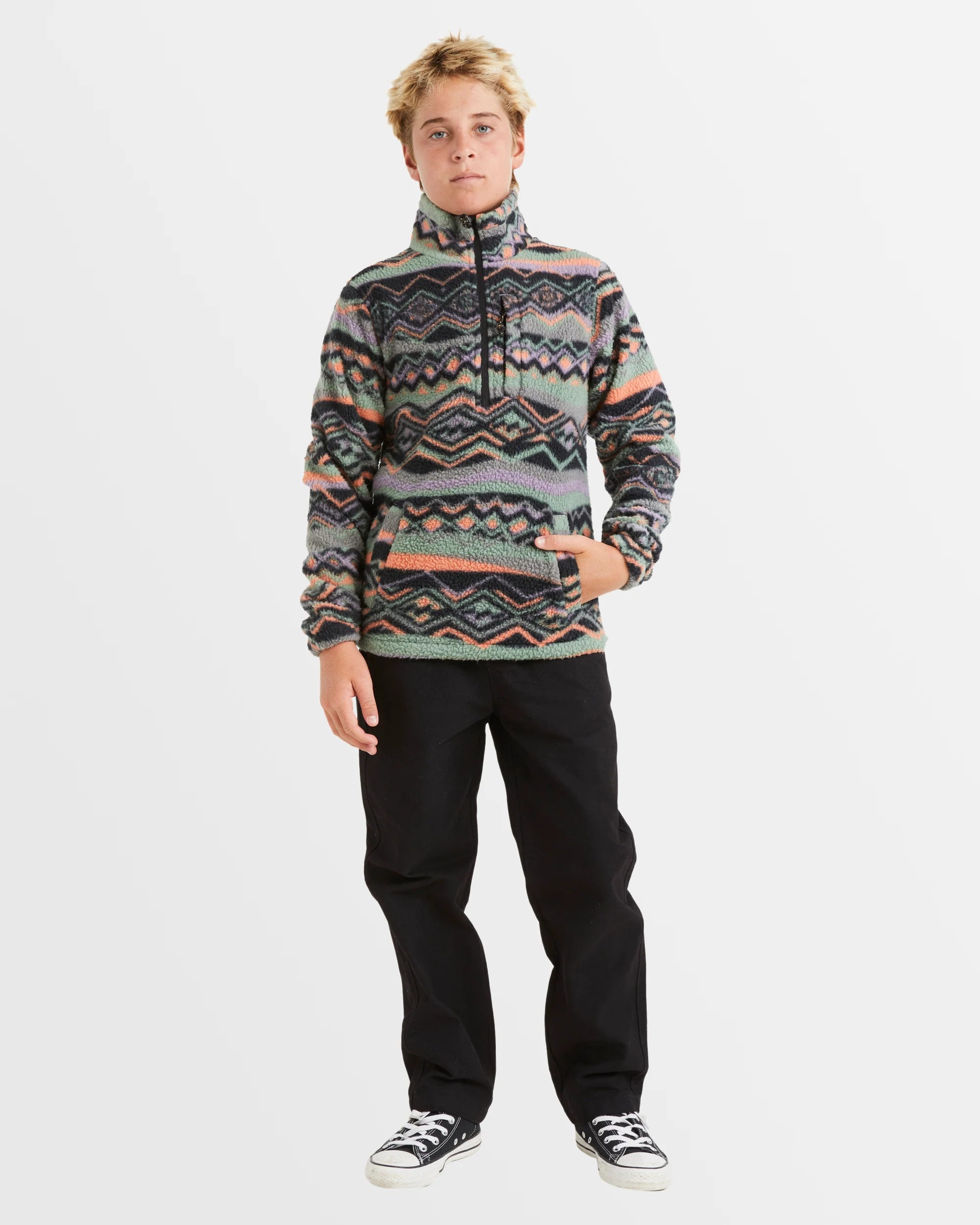 Boys 8-16 Boundary Mock Neck Crew Half Zip Polar Fleece - Image 5