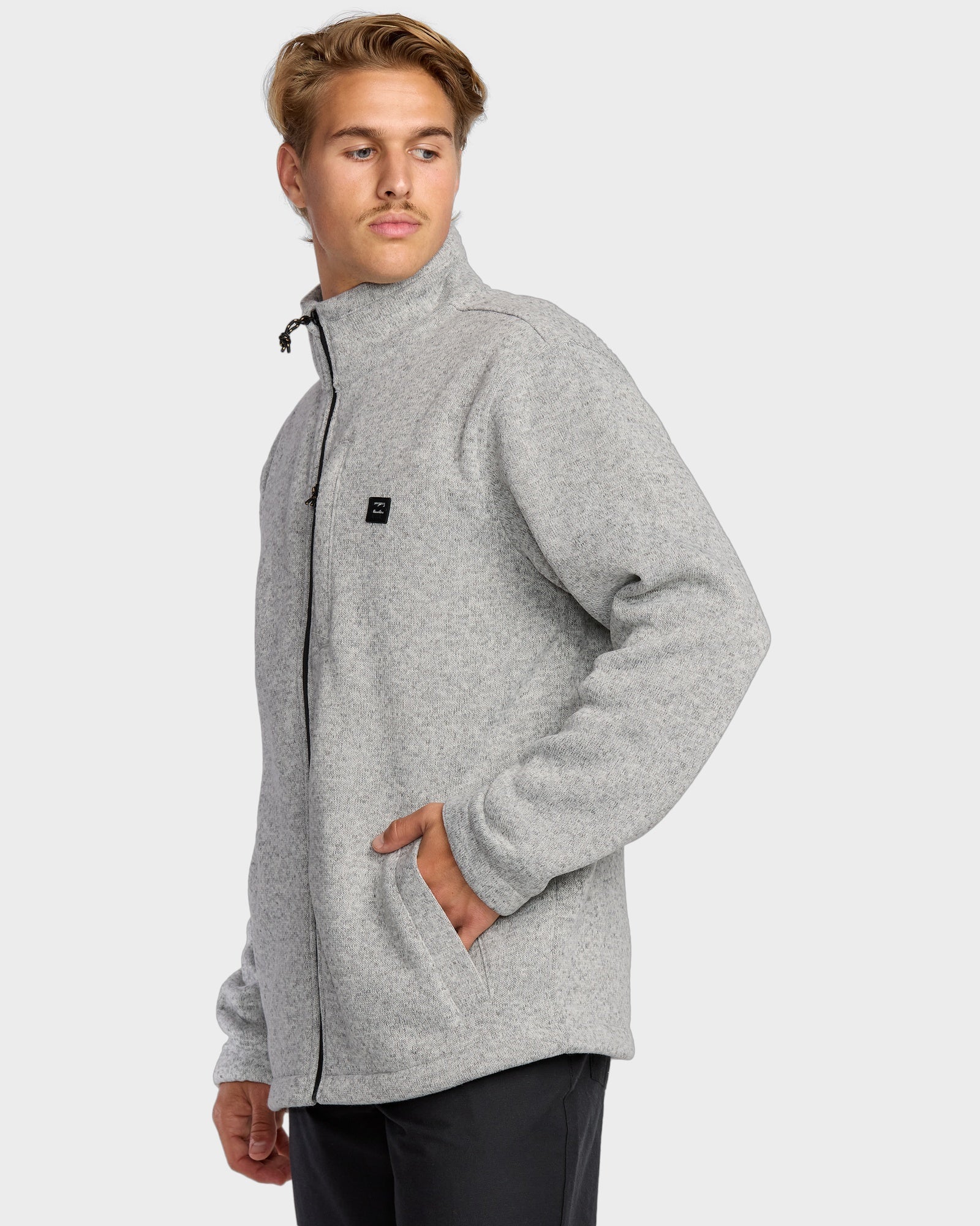 Mens Boundary Mock Neck Zip Up Fleece Jacket - Image 3