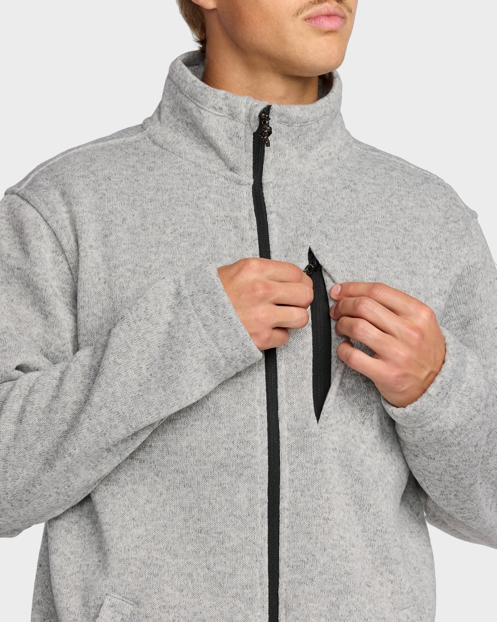 Mens Boundary Mock Neck Zip Up Fleece Jacket - Image 6