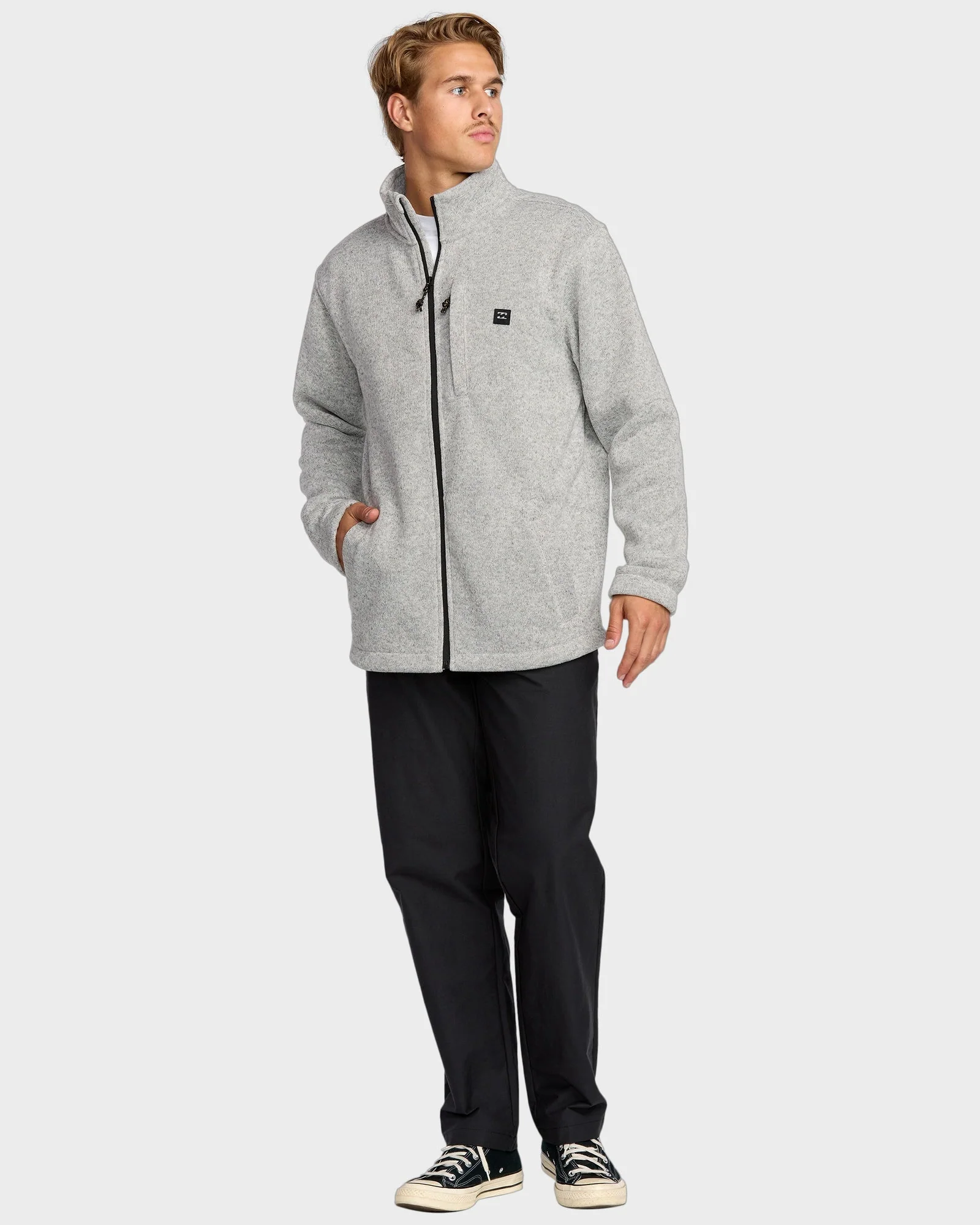 Mens Boundary Mock Neck Zip Up Fleece Jacket - Image 7