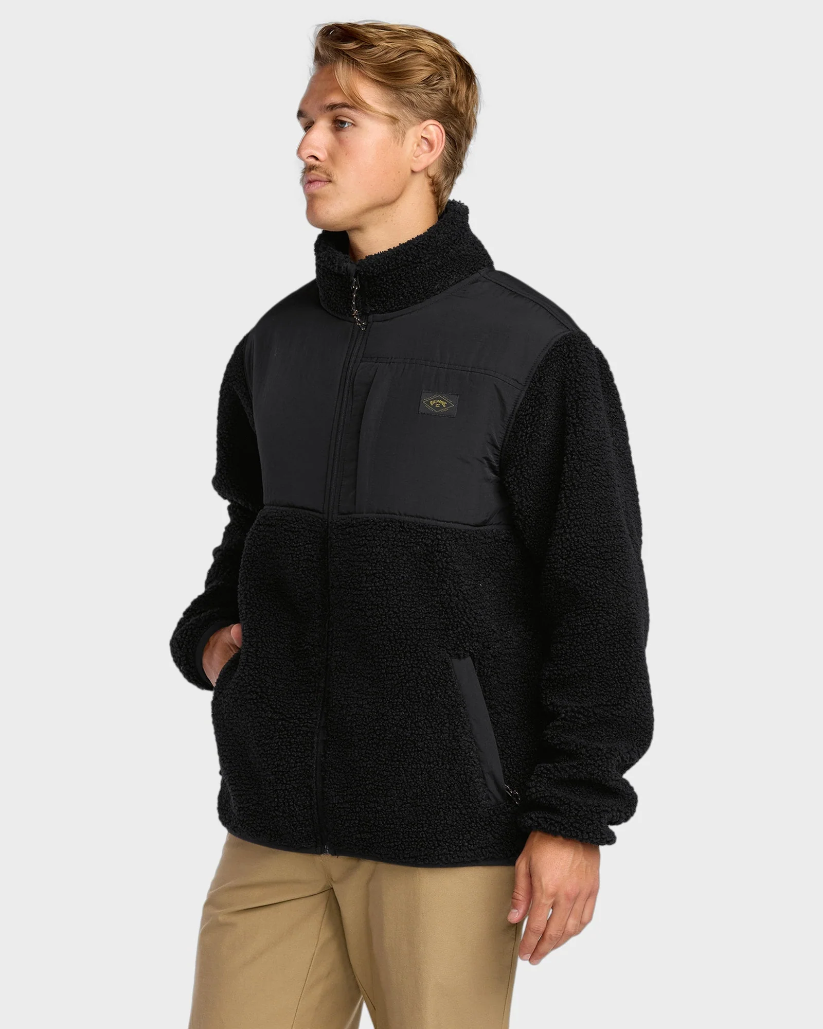 Mens Boundary Summit Mock Neck Zip Up Fleece Jacket - Image 3