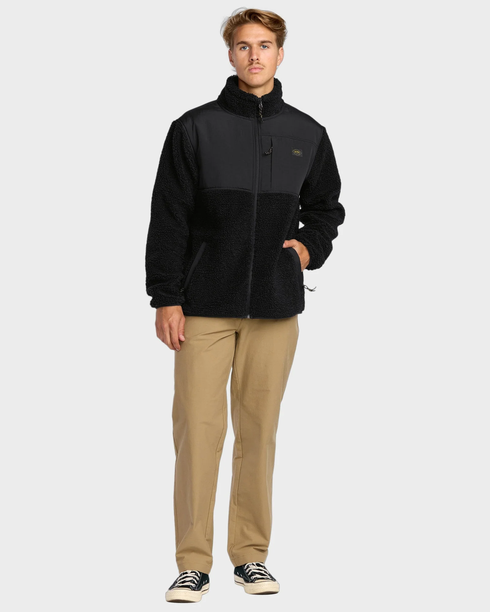 Mens Boundary Summit Mock Neck Zip Up Fleece Jacket - Image 6