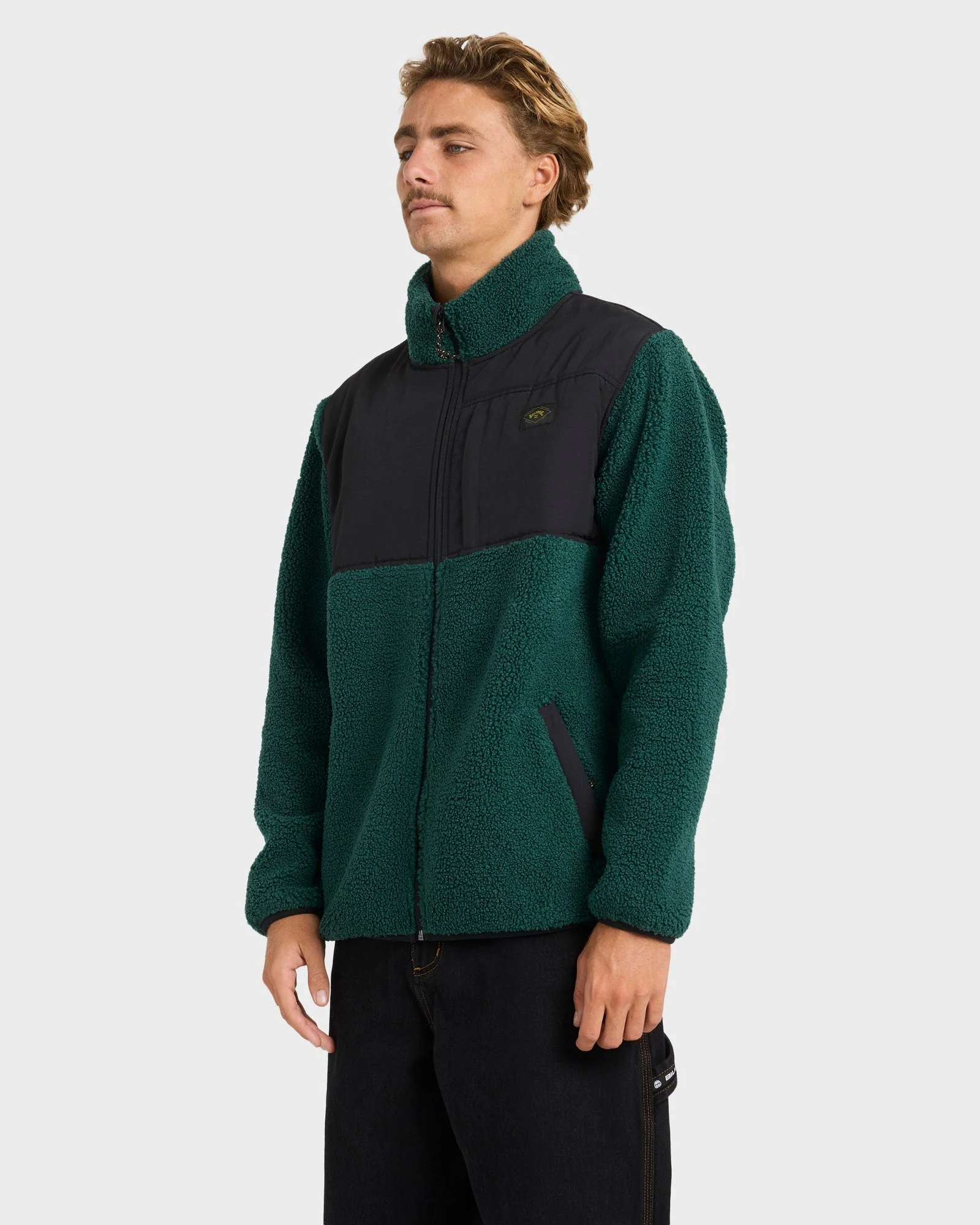 Mens Boundary Summit Mock Neck Zip Up Fleece Jacket - Image 3