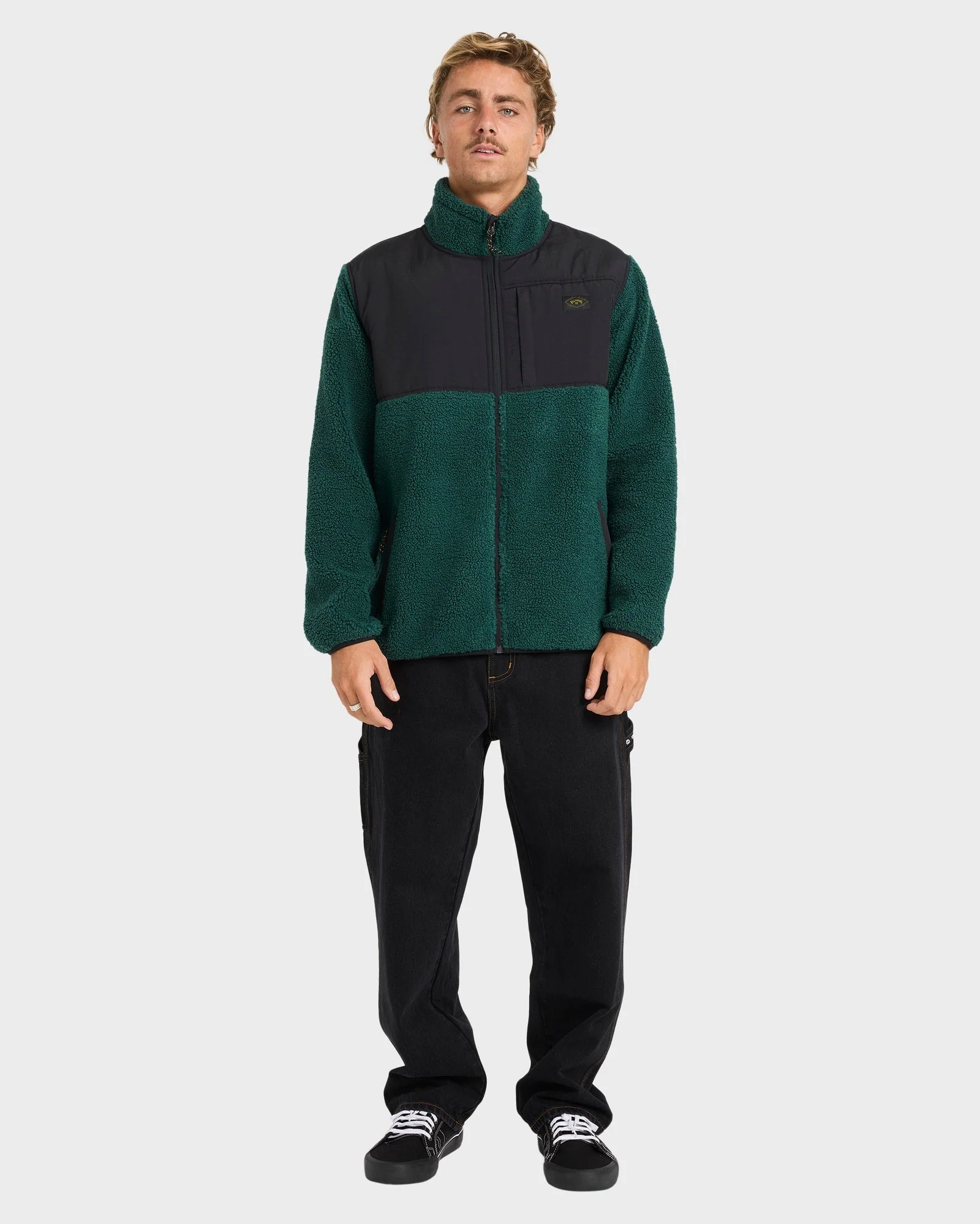 Mens Boundary Summit Mock Neck Zip Up Fleece Jacket - Image 5
