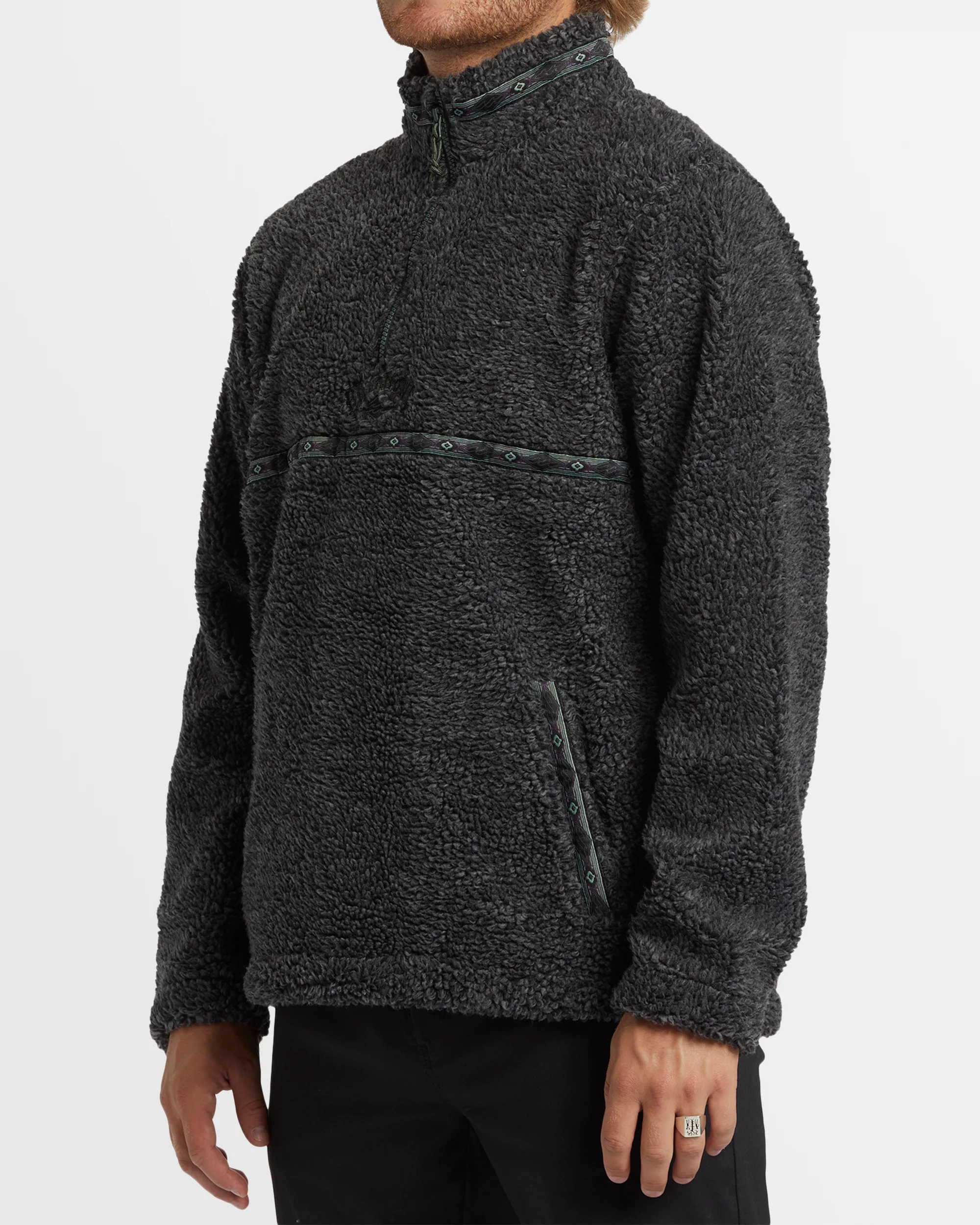 Mens Boundary Tombstone Mock Neck Fleece Pullover - Image 2