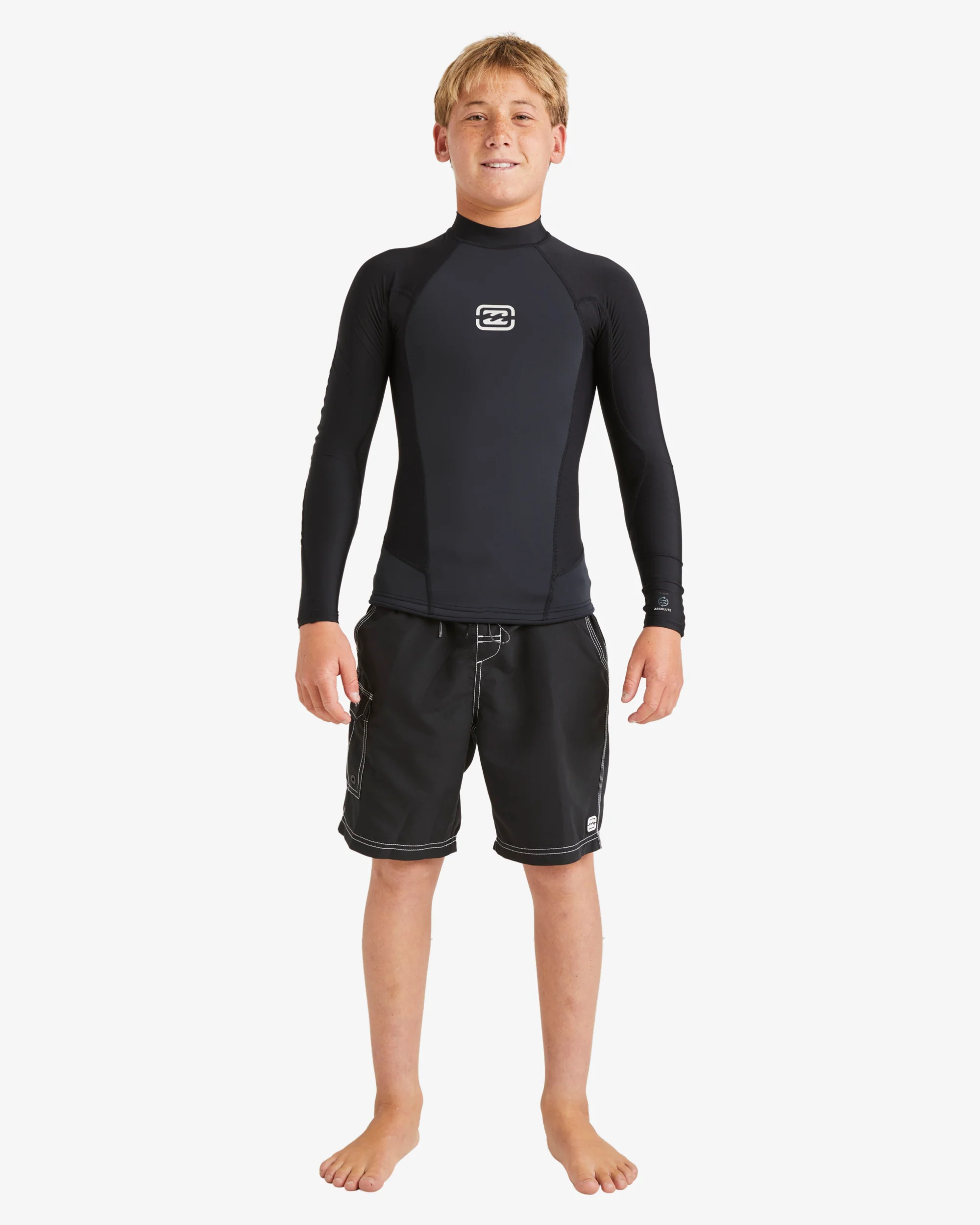 Boys 6-16 1mm Absolute Natural Poly Long Sleeve Wetsuit Top - Image 9