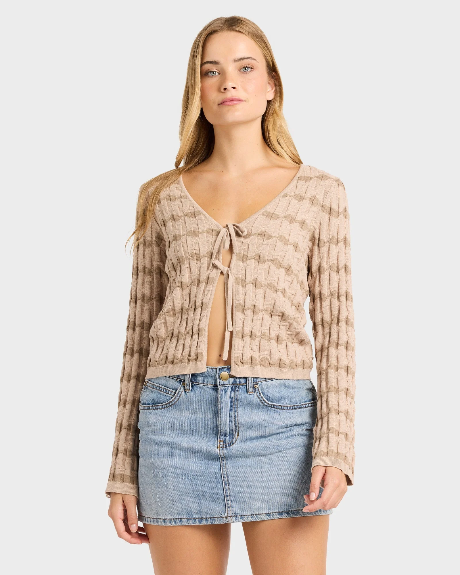 Womens Bubble Tides Long Sleeve Knit Top