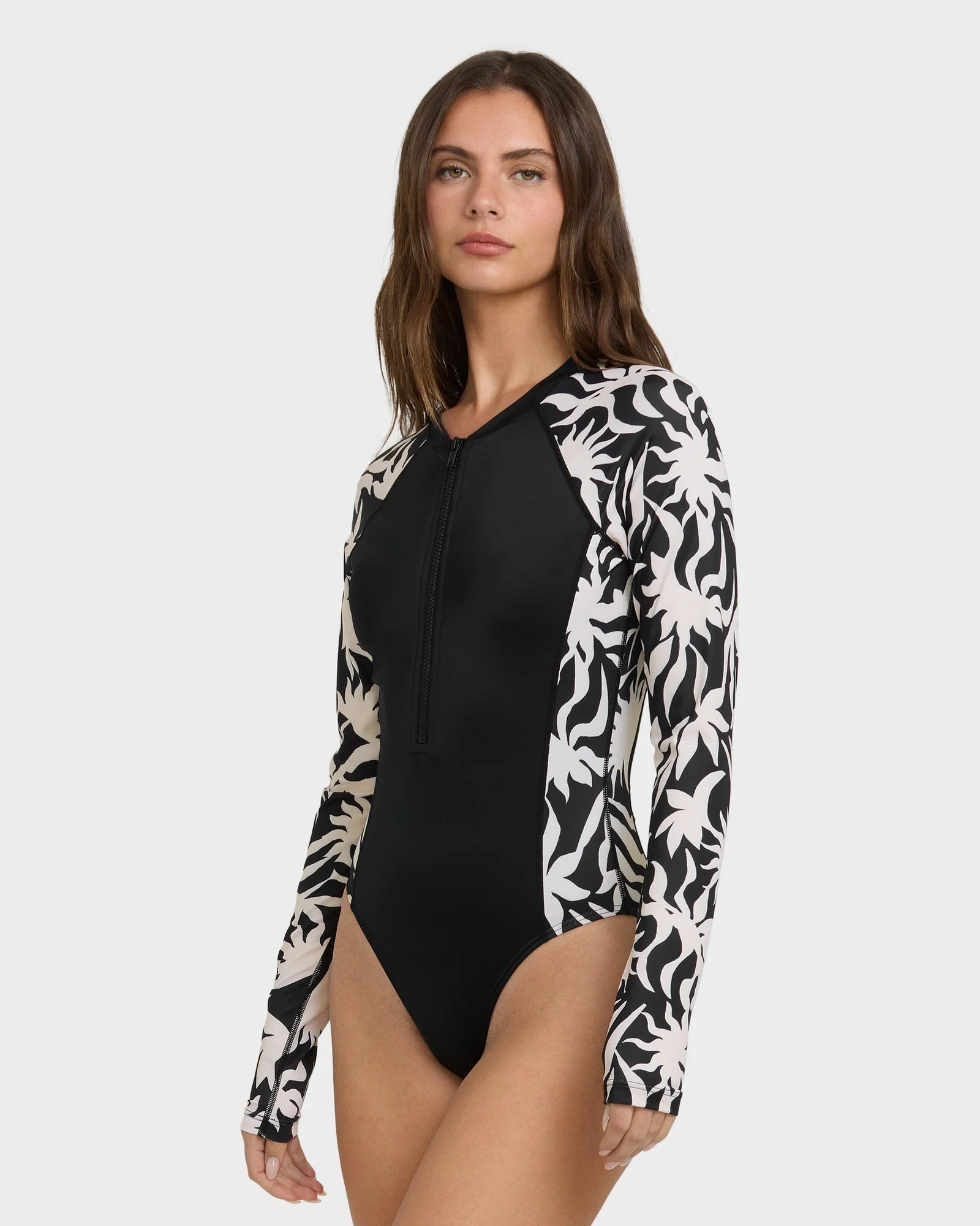 Womens By My Side Long Sleeve Zip Bodysuit Rash Vest - Image 4