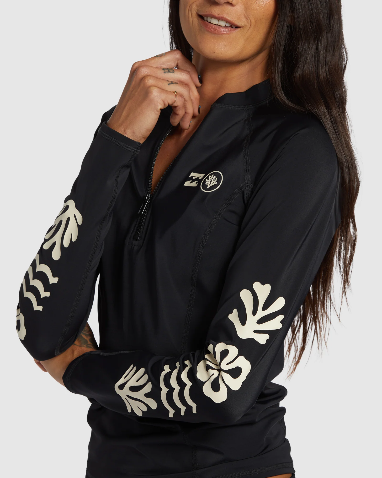 Womens Coral Gardeners Half Zip Long Sleeve Rash Vest - Image 4