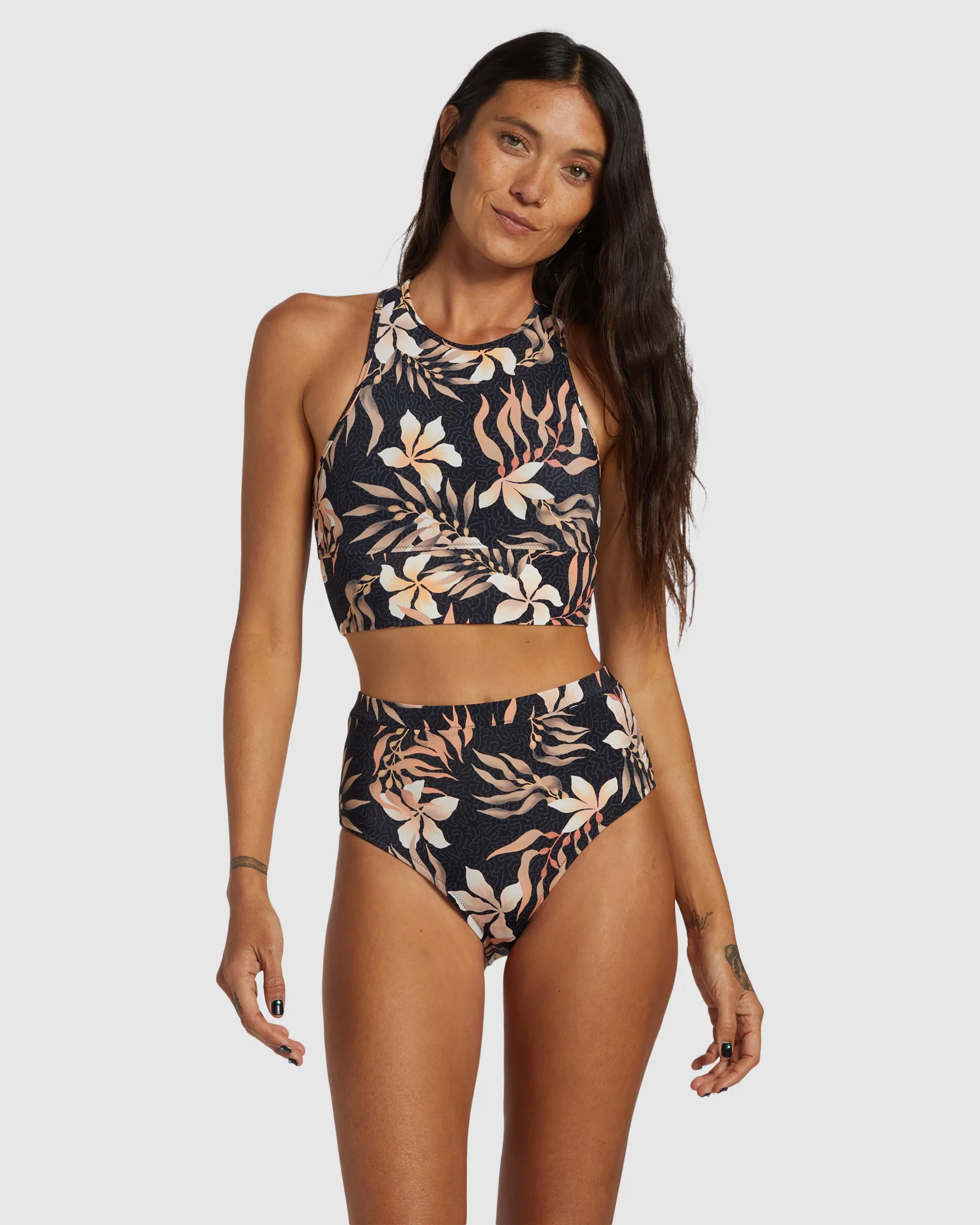 Womens Coral Gardeners High Waist Retro Bikini Bottom