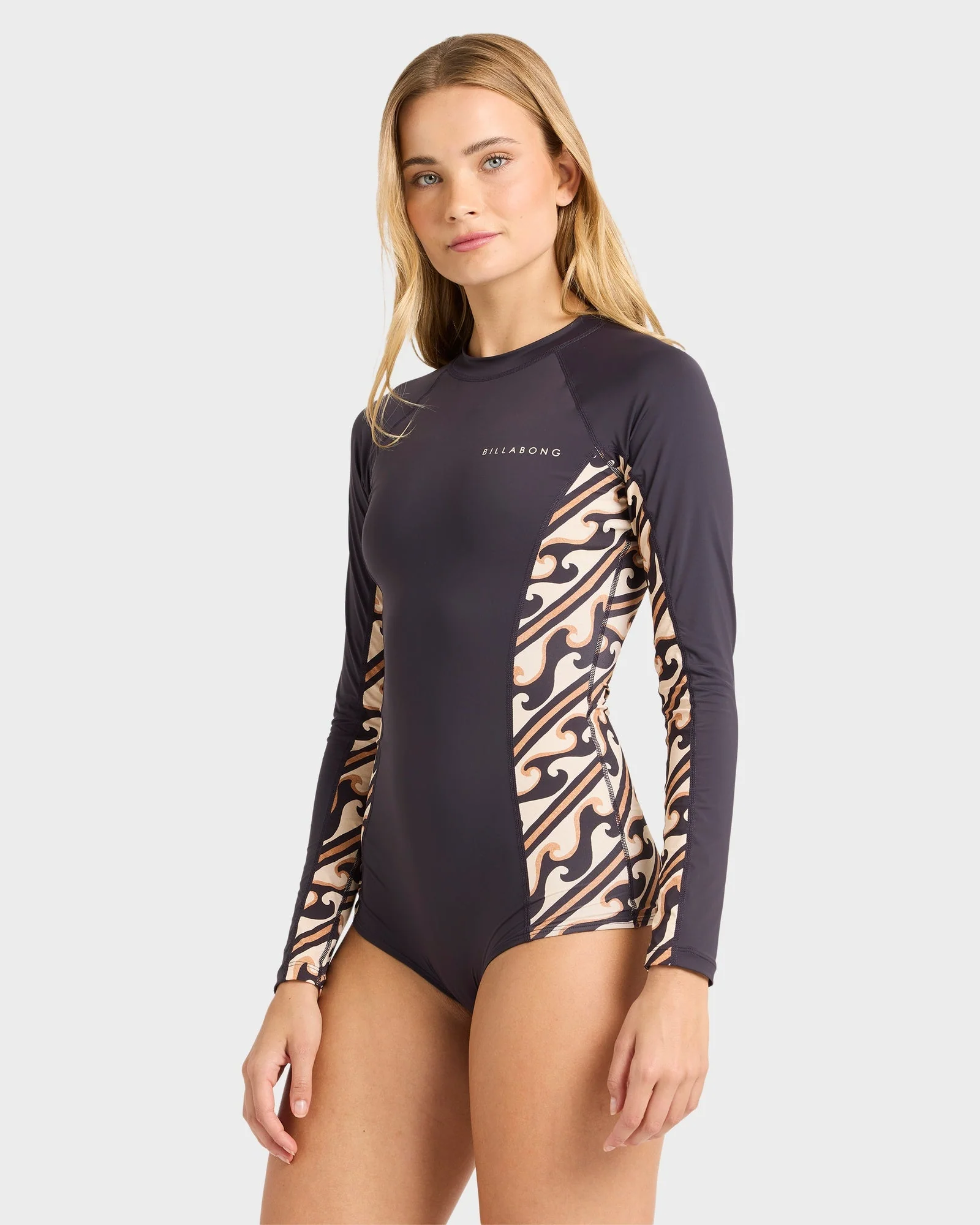 Womens Dark Wave Long Sleeve Bodysuit Rash Vest - Image 3