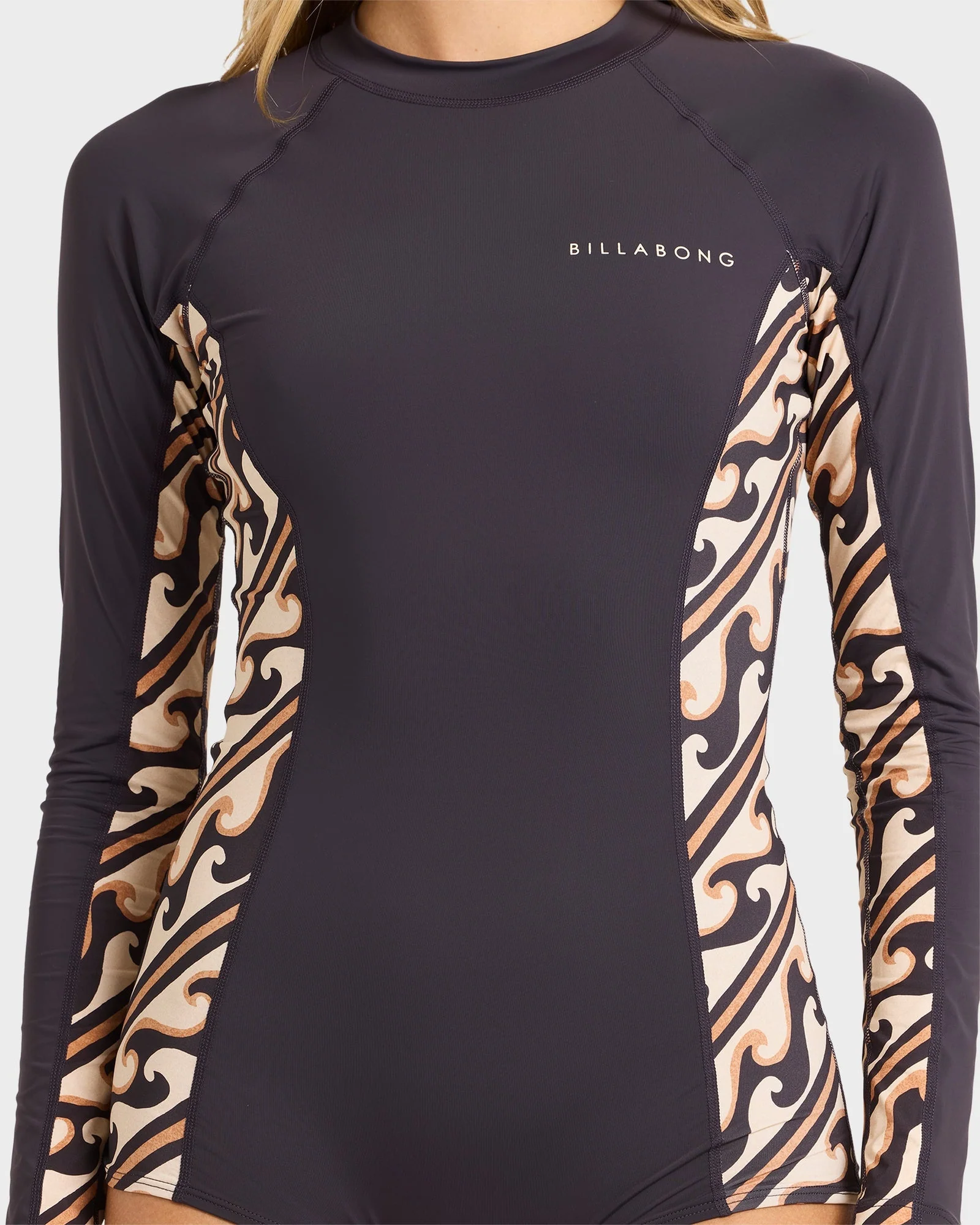 Womens Dark Wave Long Sleeve Bodysuit Rash Vest - Image 4
