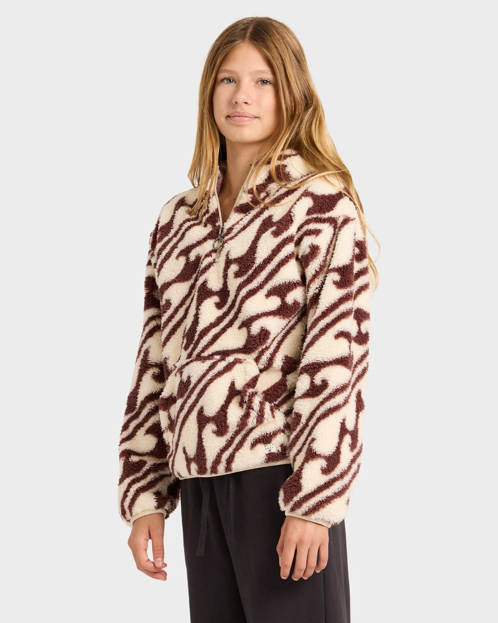 Girls 6-16 Dark Wave Half Zip Hoodie - Image 3