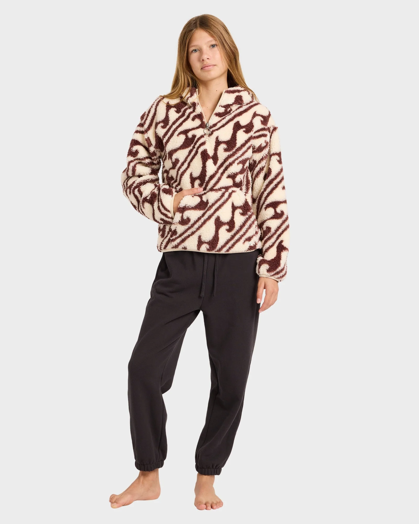 Girls 6-16 Dark Wave Half Zip Hoodie - Image 5