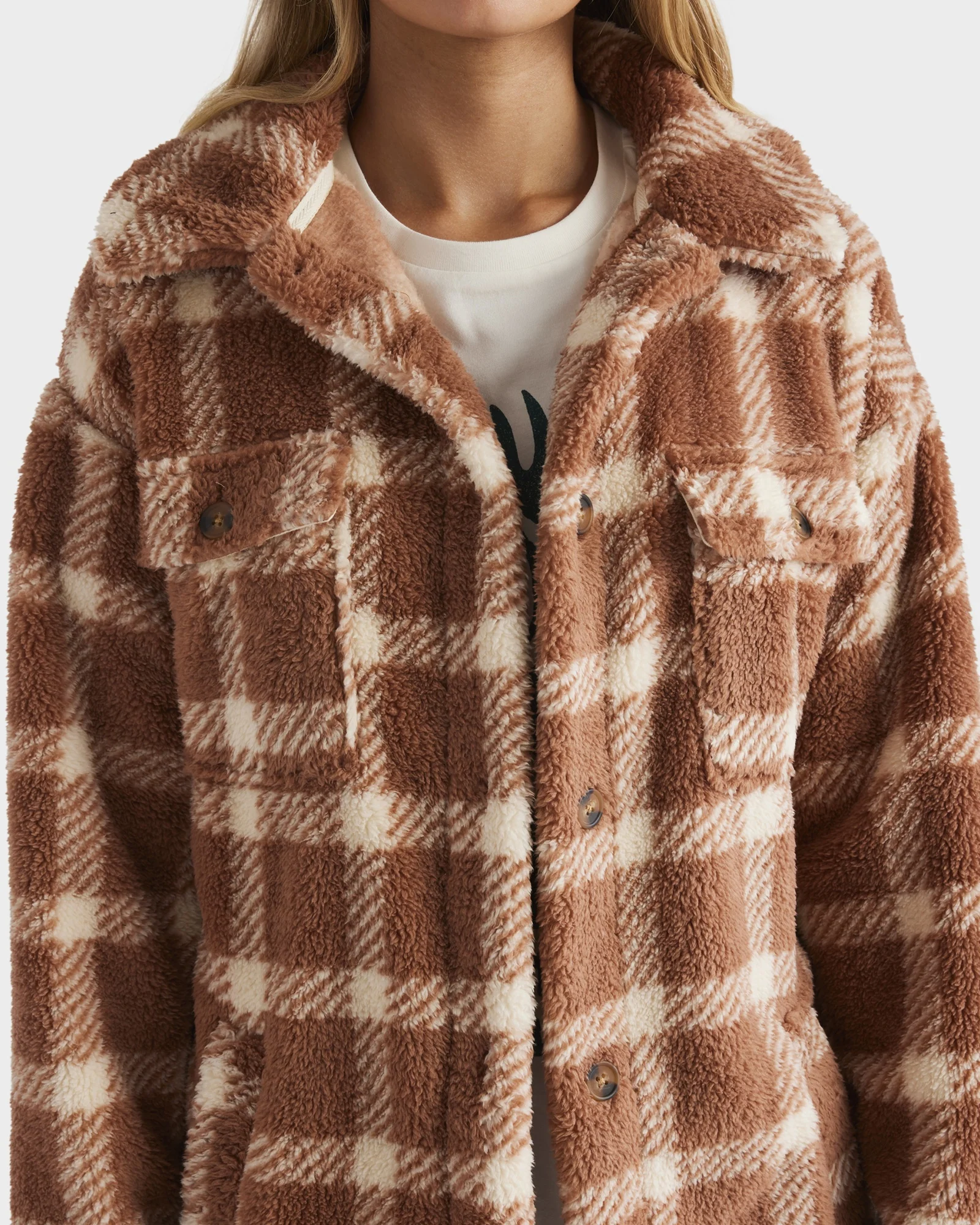 Womens Dusty Road Fleece Shacket - Image 4
