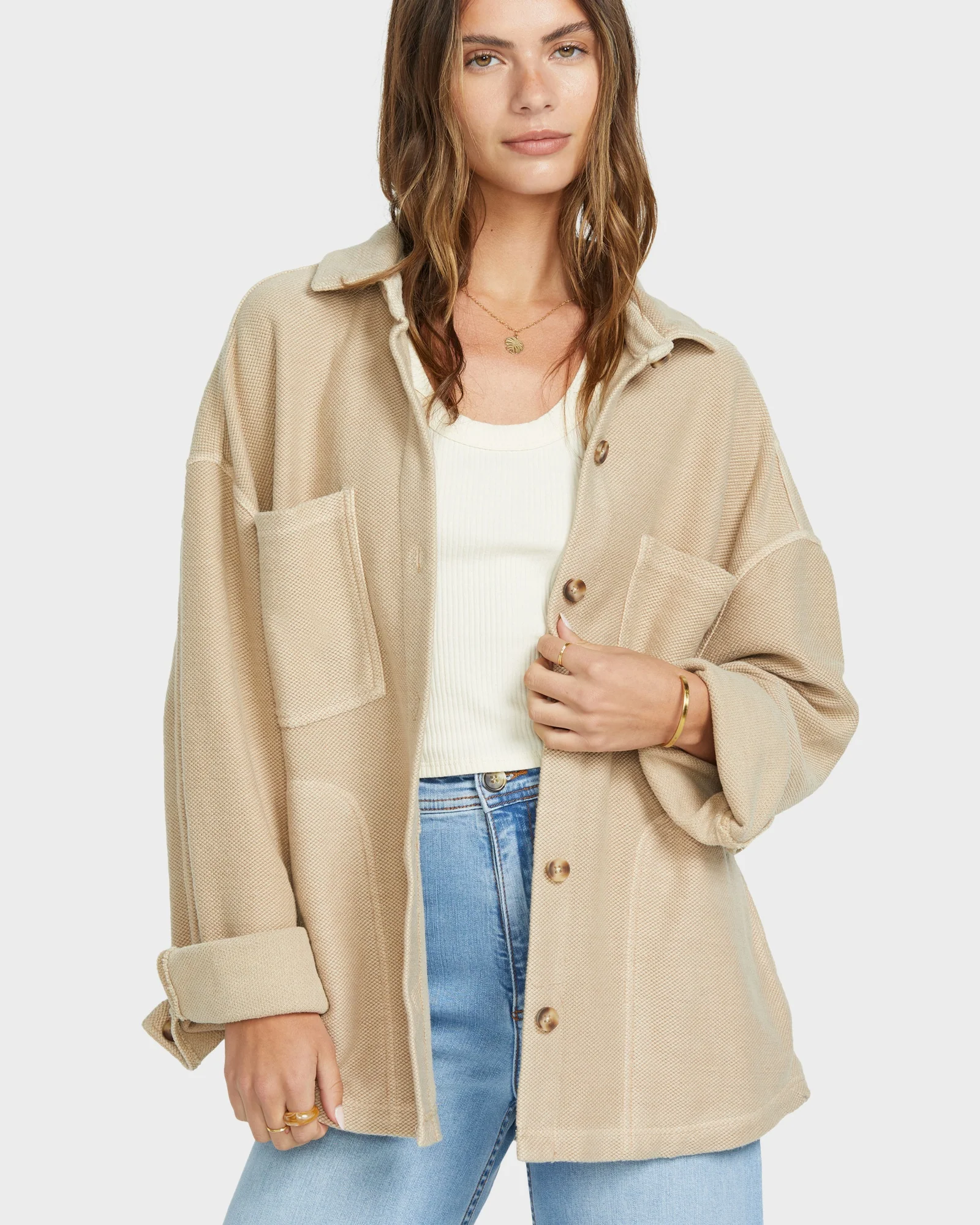 Womens Everytime Shacket Fleece Top - Image 5