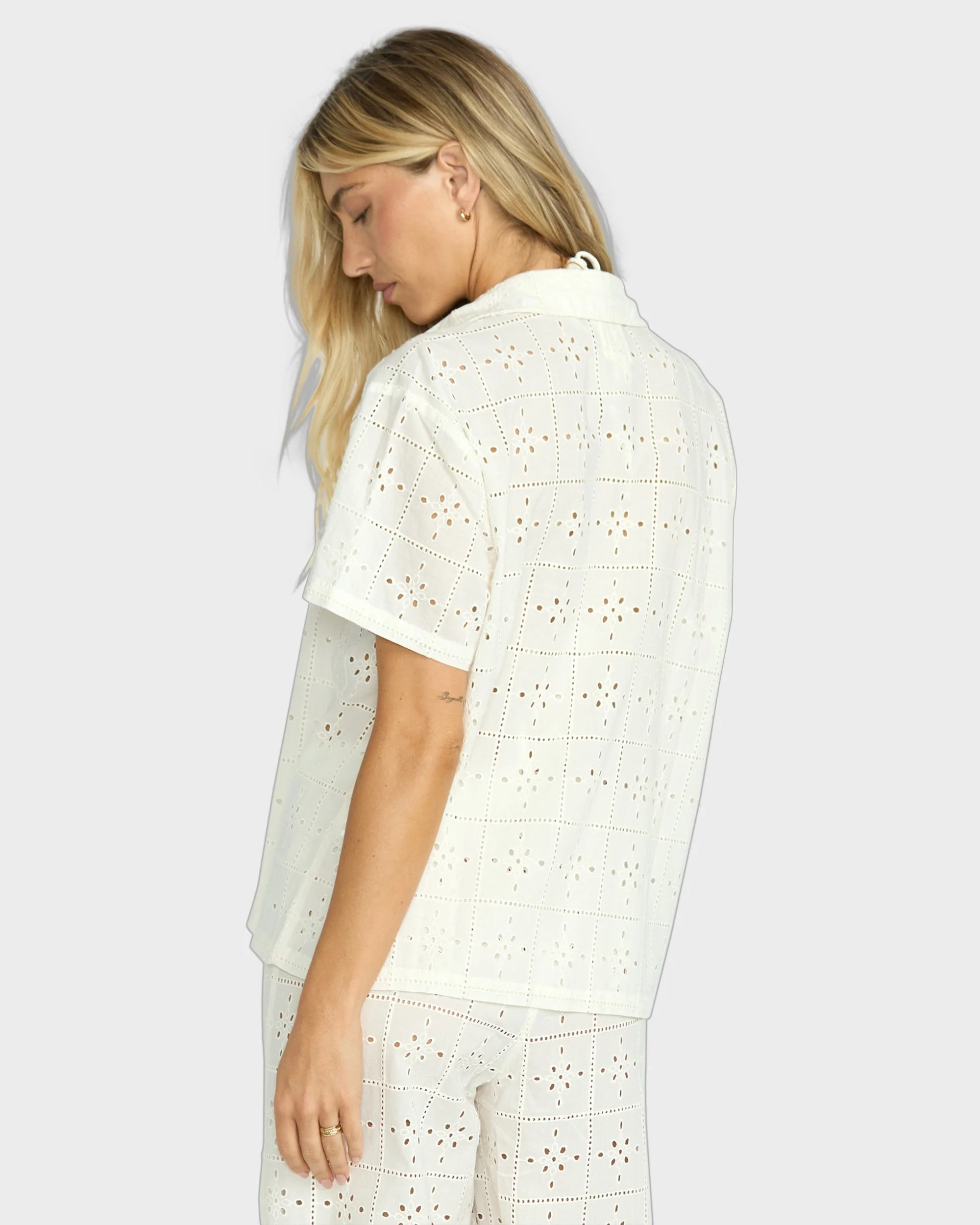 Womens Eyelet Crush Cover Up Shirt - Image 3