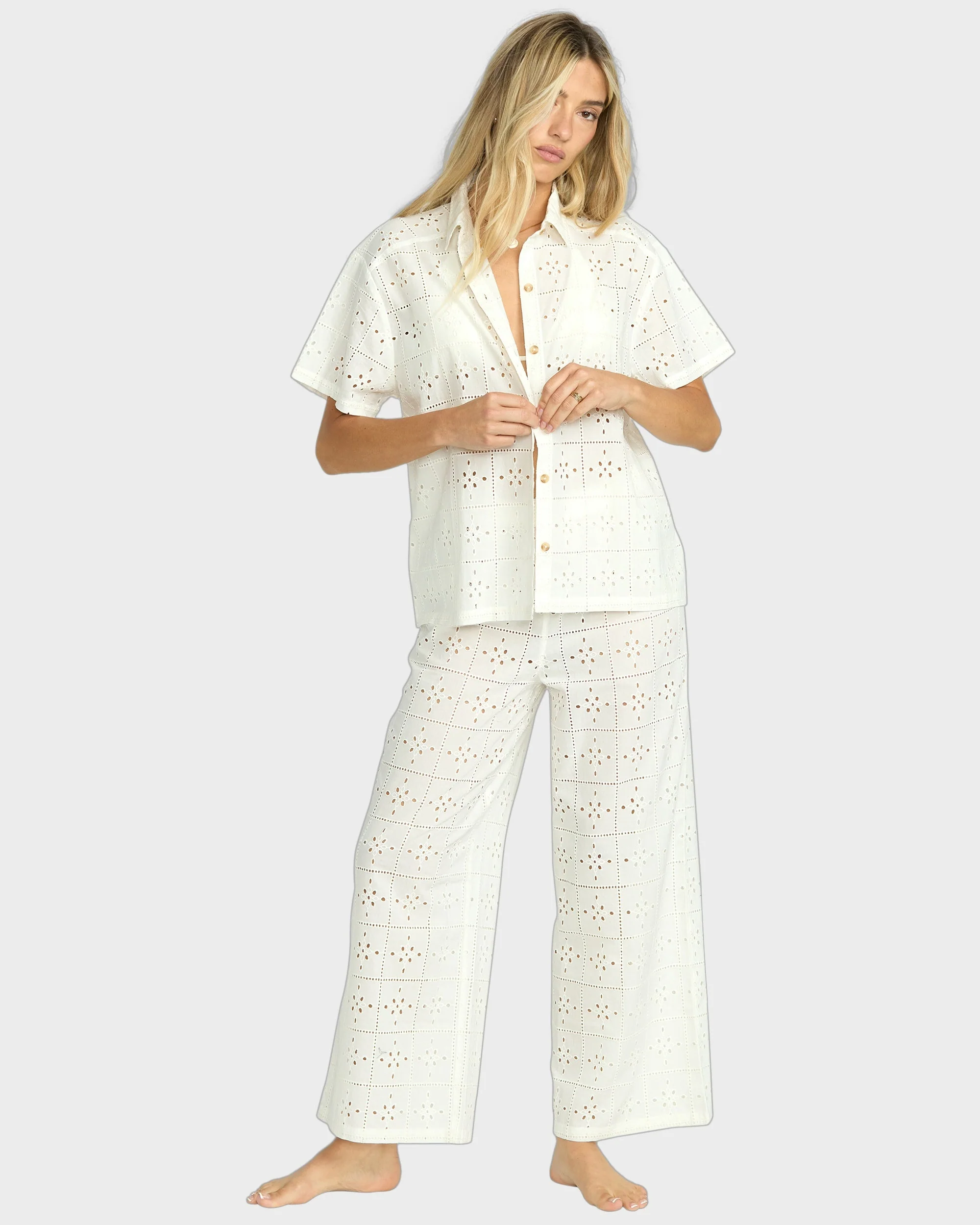Womens Eyelet Crush Cover Up Shirt - Image 5