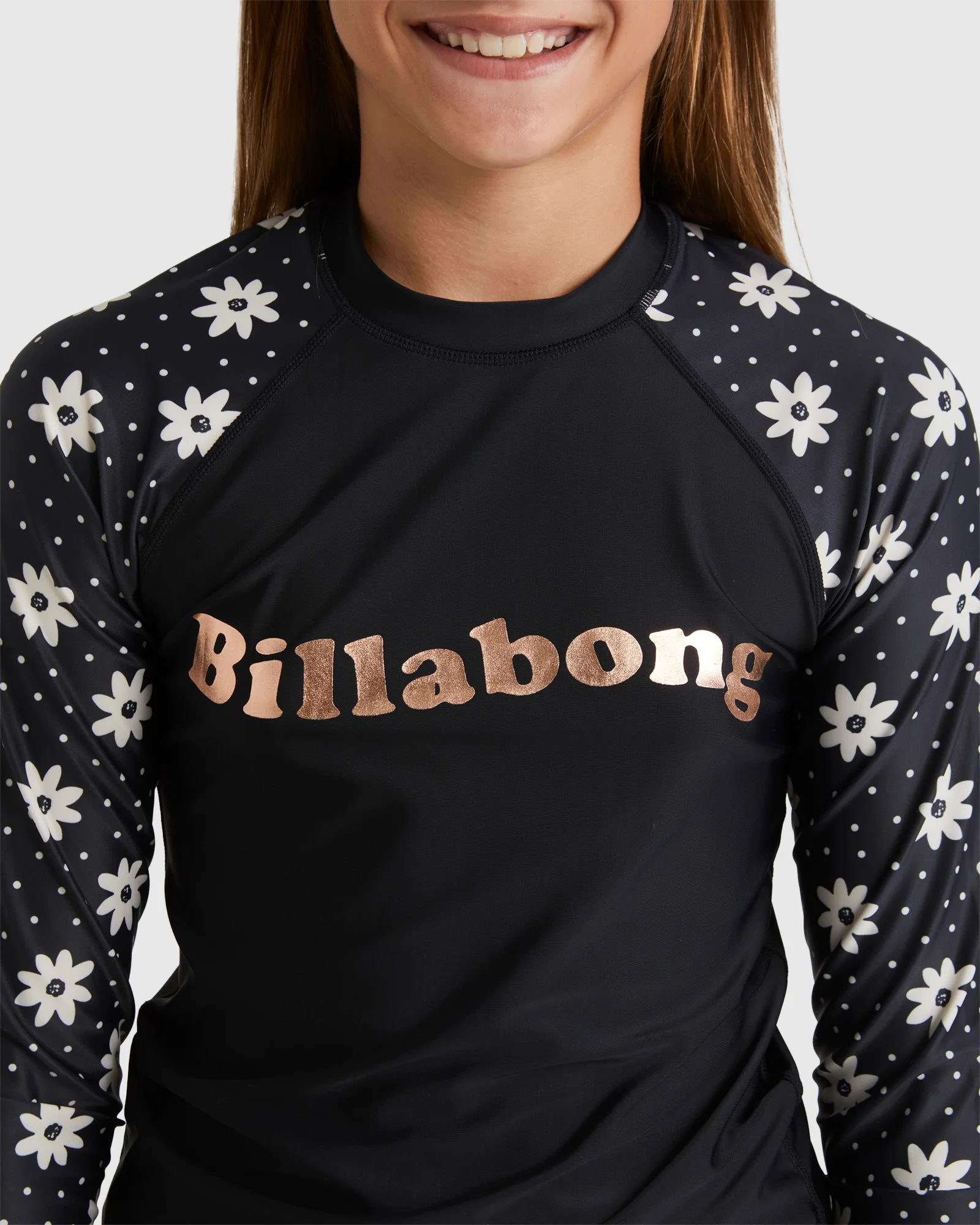 Girls 6-16 Flowers In The Sky One Piece Rash Vest - Image 4