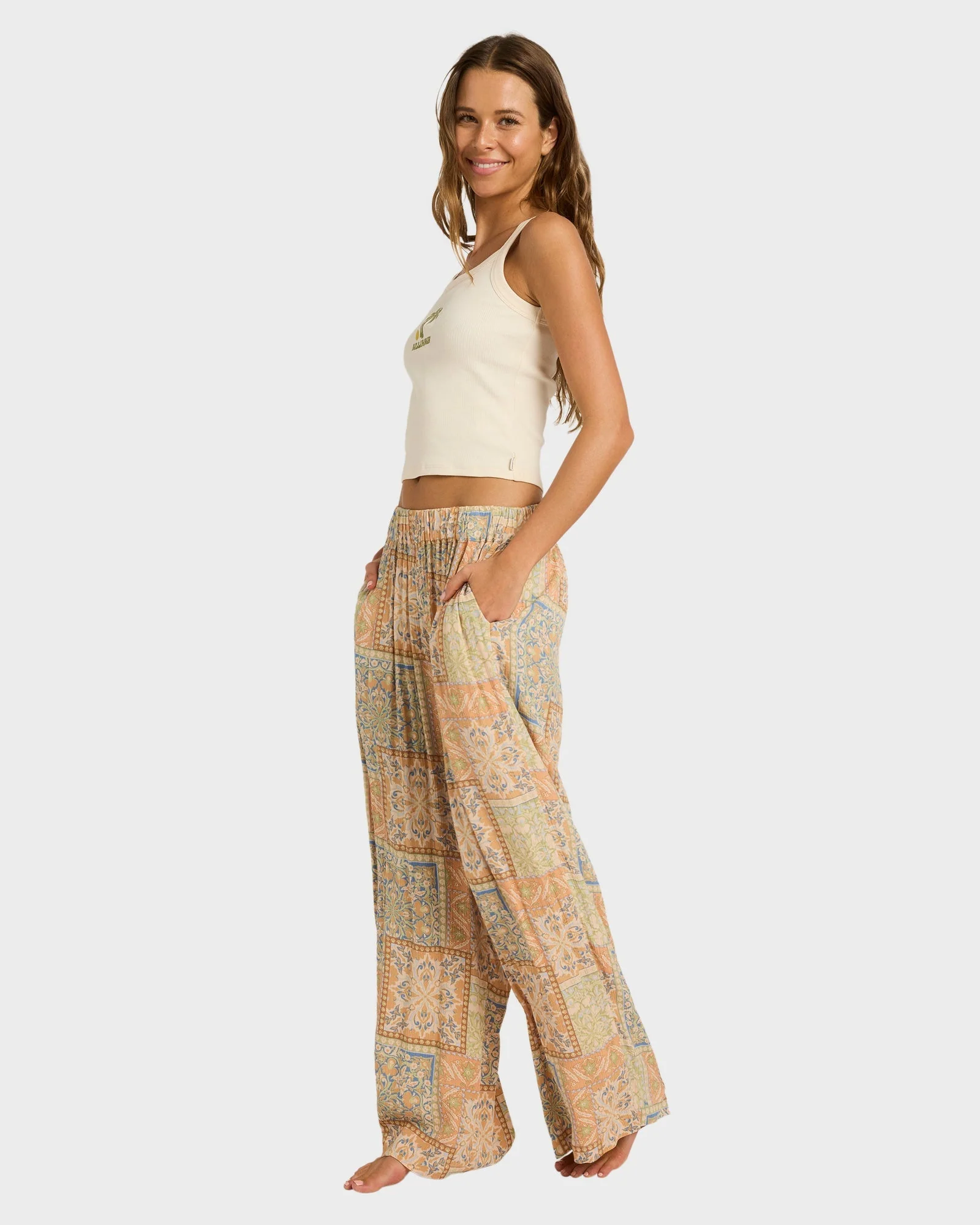 Womens Follow Me Printed Elastic Pants - Image 2