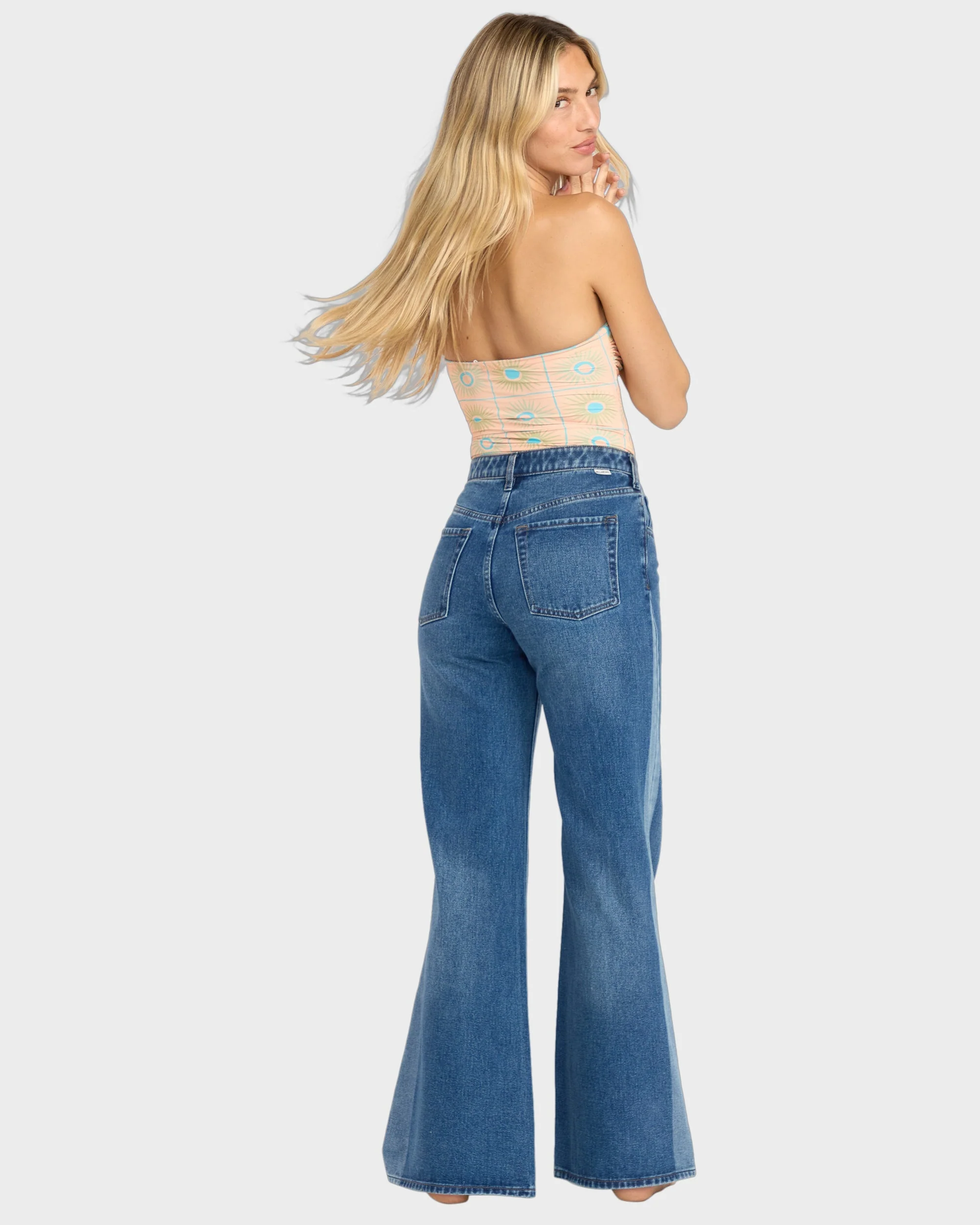 Womens Free Fall Flare Denim Jeans - Image 3