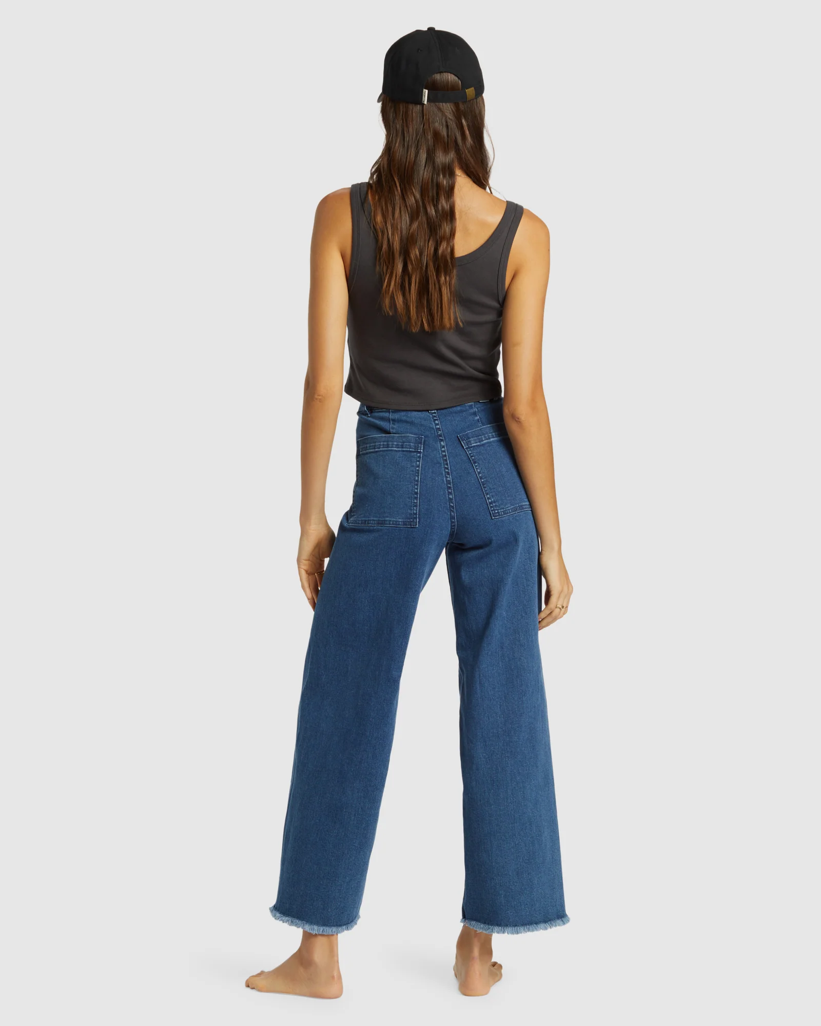 Womens Free Fall Indigo Wide-Leg Denim Pants - Image 3