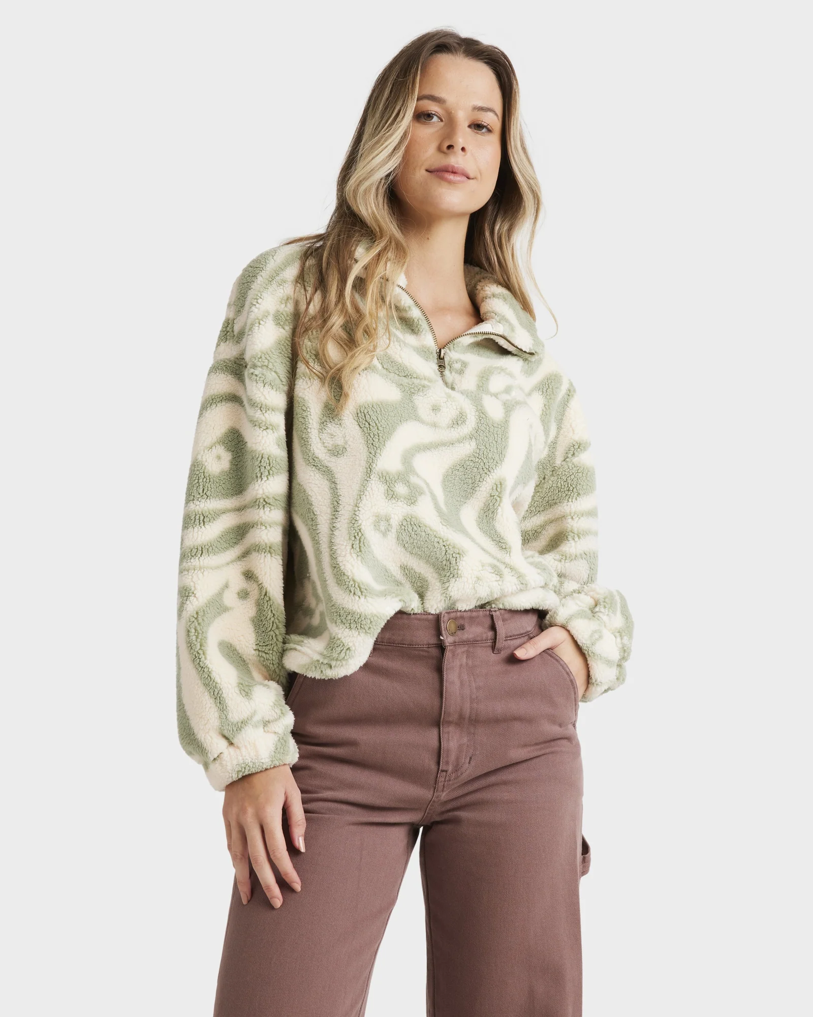 Womens Golden Groove Half Zip Fleece Pullover - Image 2