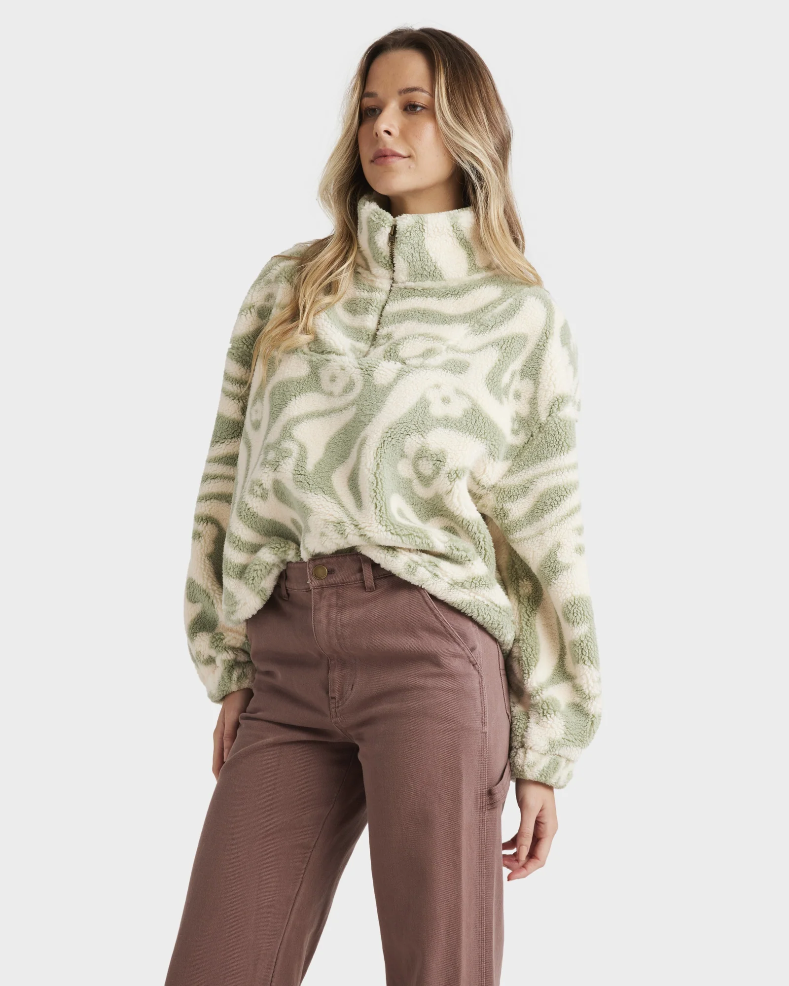Womens Golden Groove Half Zip Fleece Pullover - Image 3